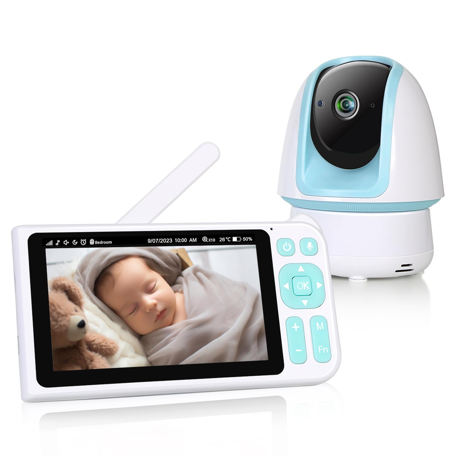 BLAZEVIDEO 1080p FHD Baby Monitor with 5” LCD Screen, 3000ft Long Range, 2-Way Audio, Infrared Night Vision, Soothing Lullabies, 5000mAh Rechargeable Battery – Ideal for Nursery, Bedroom, and Travel Baby Monitoring