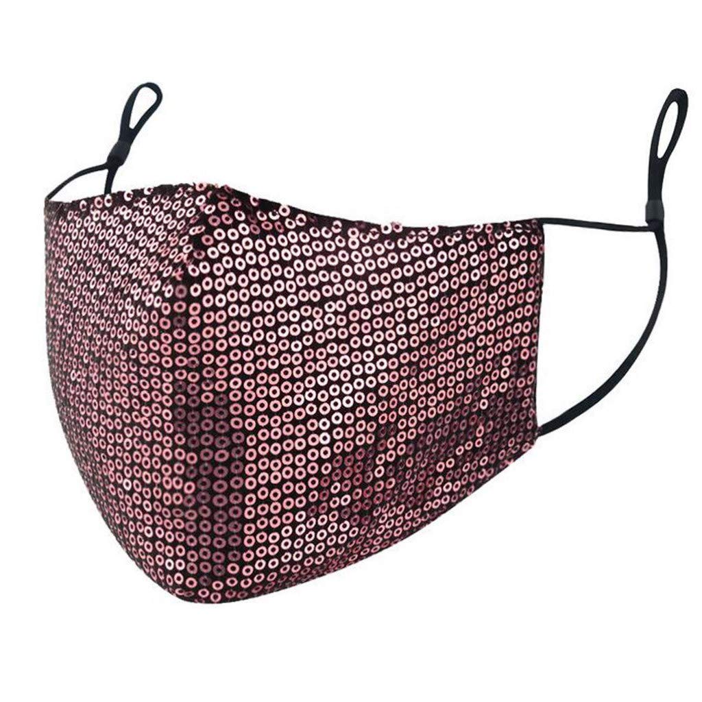 1 Pack Washable Sequins Face Mask for Women - Dustproof Cotton Balaclava with Earloop for Adults - Perfect for Parties, Halloween, and Daily Protection