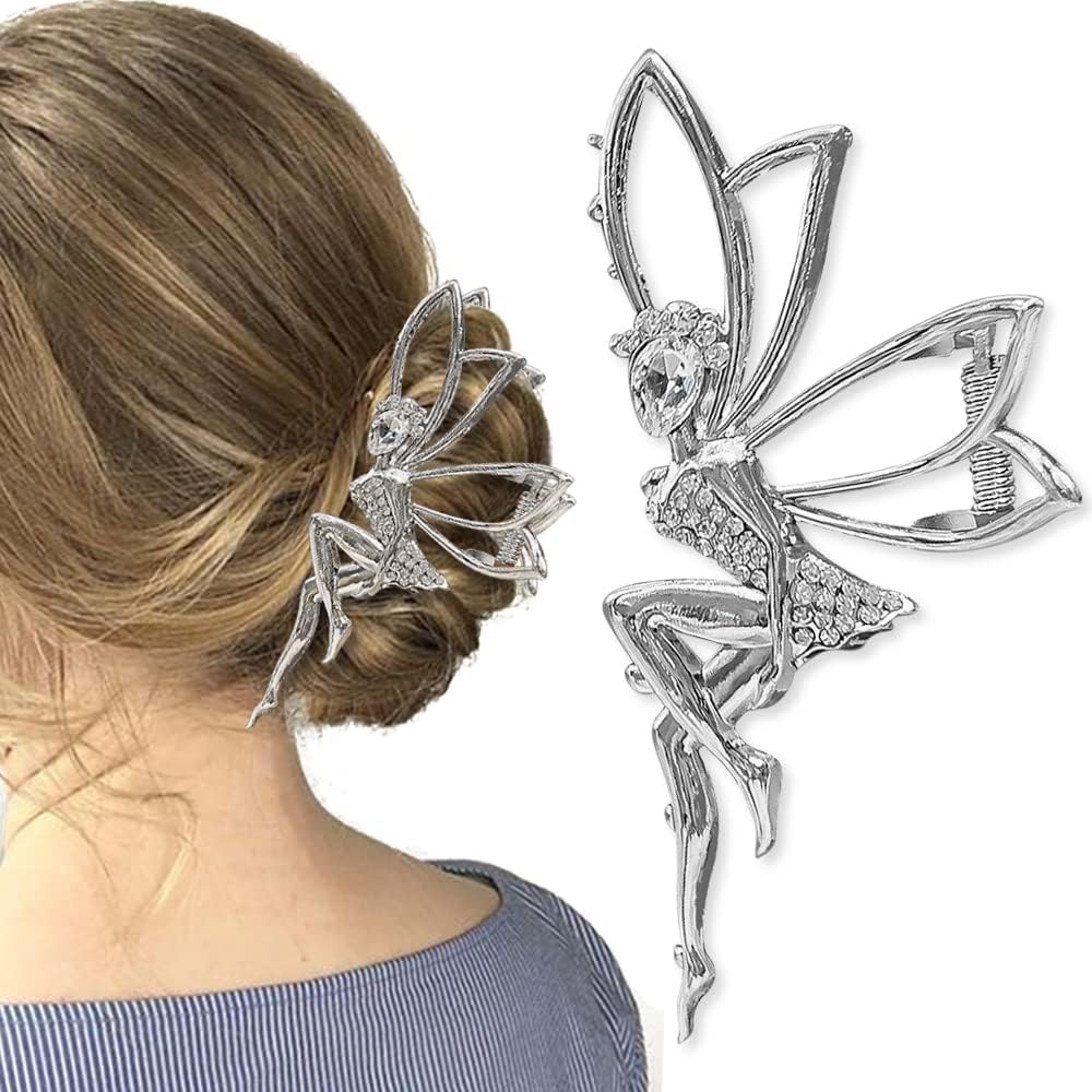 INHEAVEN Silver Metal Hair Clips for Women - Non-Slip Jumbo Hair Claw Clips - Strong Hold Hair Accessories for Women & Girls (Type A) - Perfect for Thick Hair, Updos, Ponytails & Everyday Styling