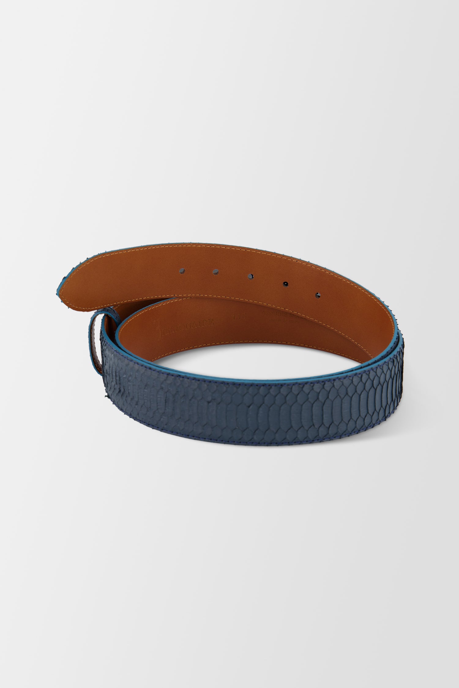 Billionaire Dark Blue Elaphe Belt Crest - Premium Designer Belt for Men | Formal & Casual Wear | Perfect for Business, Office, and Special Occasions