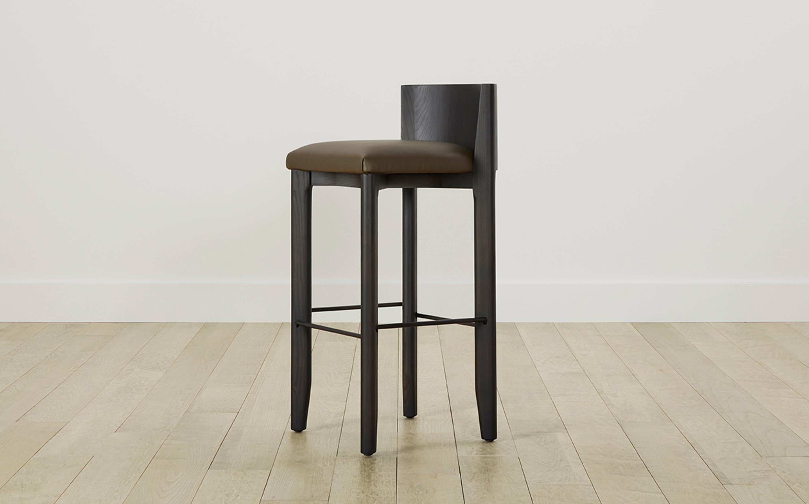 Premium Pebbled Leather Truffle Bar Stool - The Delancey Counter Height Stool for Kitchen Island, Breakfast Nook & Home Bar - Comfortable & Stylish Seating Solution
