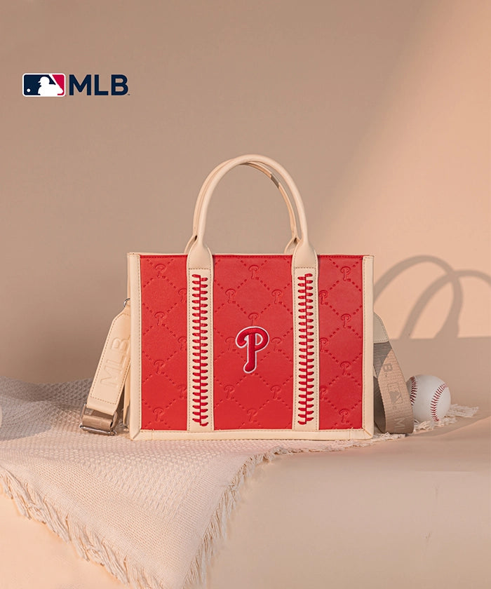 MLB Philadelphia Phillies Genuine Leather Stitched Tote Bag for Women & Men - Stylish Baseball Fan Gift & Game Day Accessory - Perfect for Shopping, Beach & Sports Events