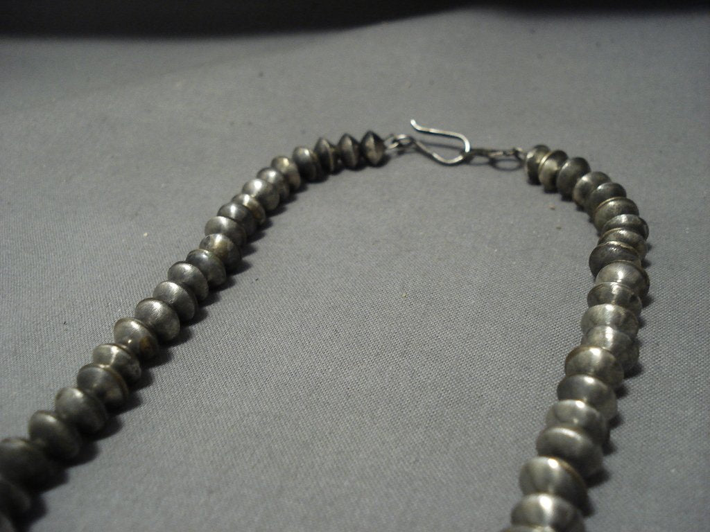 Vintage 1940s Navajo Sterling Silver Squash Blossom Necklace with Green Turquoise - Authentic Native American Jewelry for Women, Boho Fashion Accessory, Wedding Gift & Southwest Style Statement