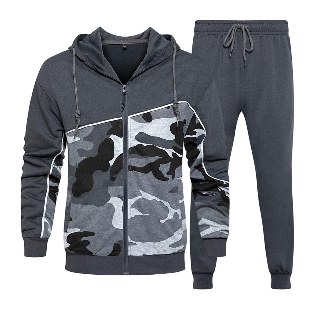 Men's Casual Tracksuit 2-Piece Set - Long Sleeve Hooded Running Jogging Athletic Sportswear | Perfect for Gym, Workout & Streetwear Fashion