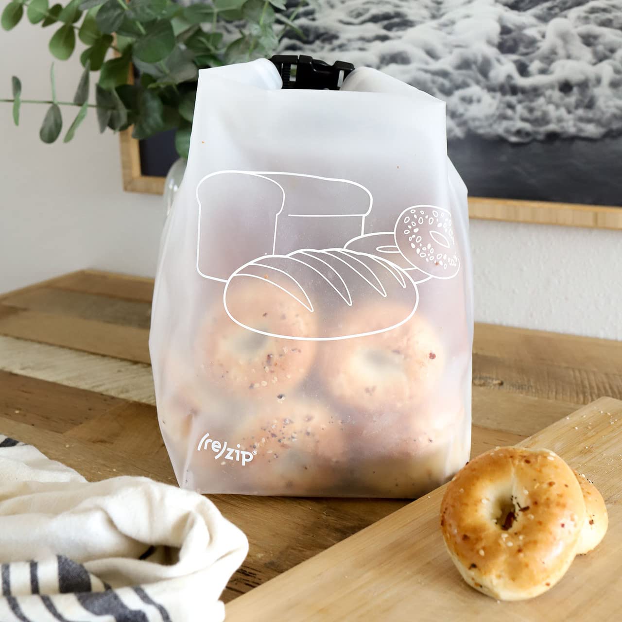 Reusable BPA-Free Food Grade Storage Bags for Bread, Bagel & Pantry Items | Machine Washable Roll Top Design | Keep Baked Goods Fresh Longer | Perfect for Home, Picnics & Meal Prep