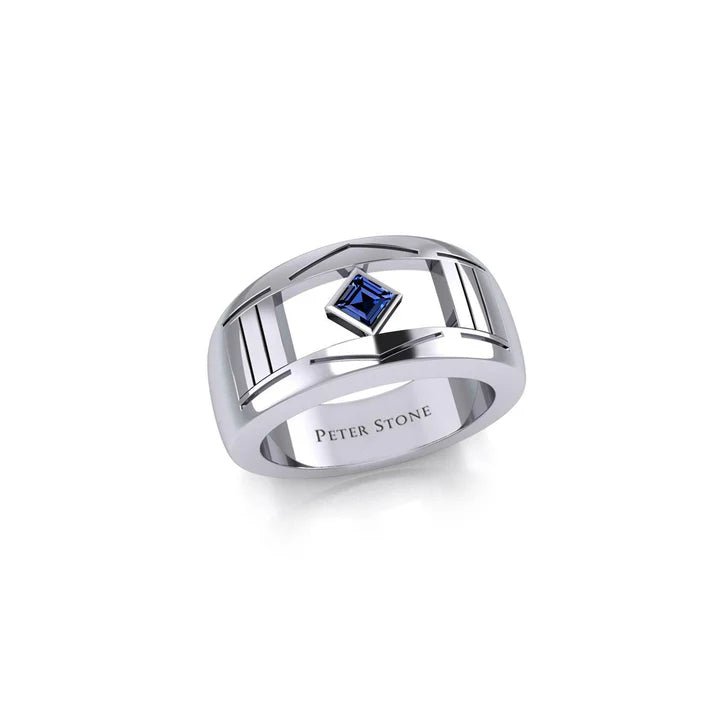 Sterling Silver Modern Ring with Inlaid NA Recovery Symbol - Elegant Jewelry for 12 Step Program, Sobriety Gifts & Addiction Recovery Support (TRI2437)
