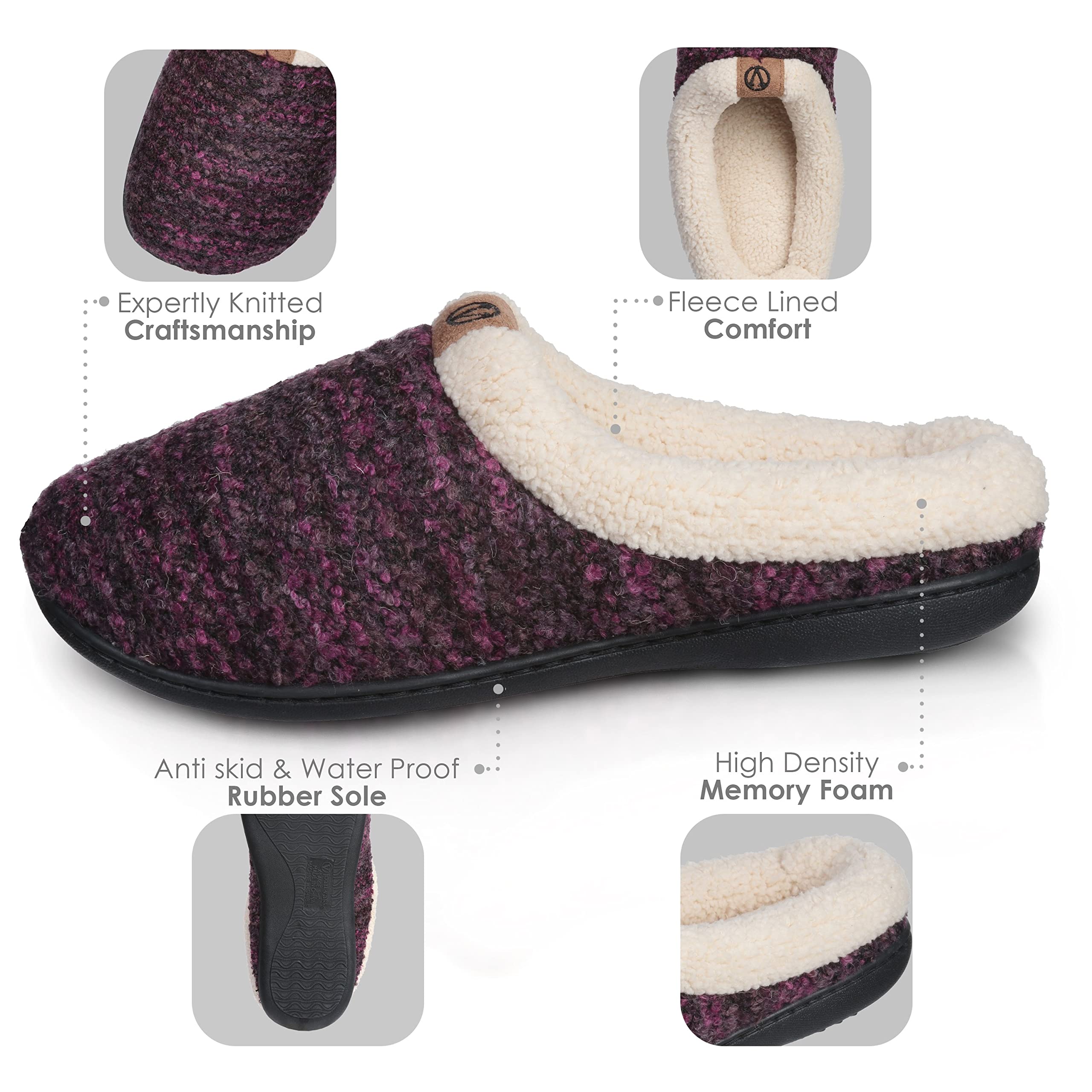 Mother and Daughter Matching Slippers - Cozy Crochet Knitted Fleece-Lined Clogs for Mommy and Me | Perfect for Family Bonding, Christmas Gifts & Indoor Comfort
