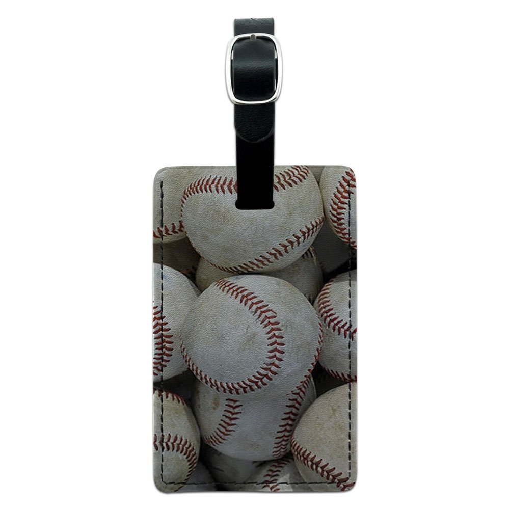 Premium Leather Baseball Luggage Tag for Suitcases & Carry-Ons - Black | Personalized ID Tag for Travel, Sports Fans & Gifts