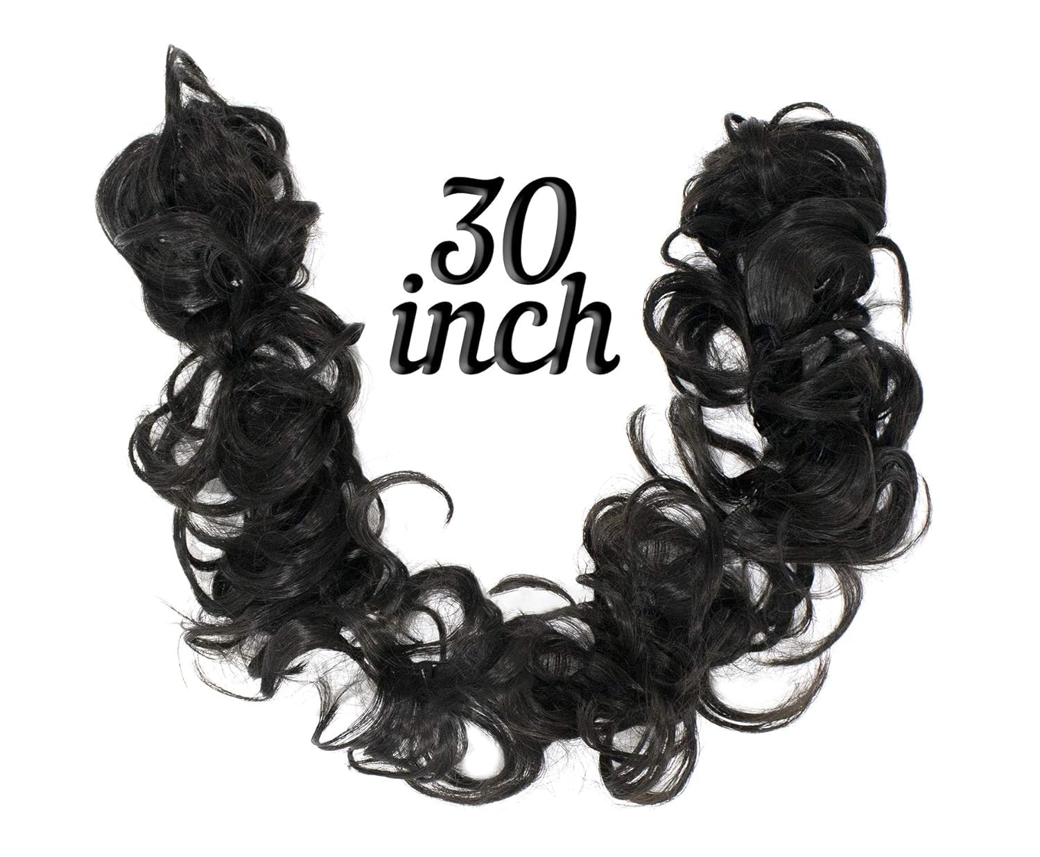 Majik Elastic Stretchable Curly Wavy Frill Hair Extensions for Juda Maker & Ponytails - Black Mix Color | Messy Boho Hairstyles for Parties, Weddings & Cosplay