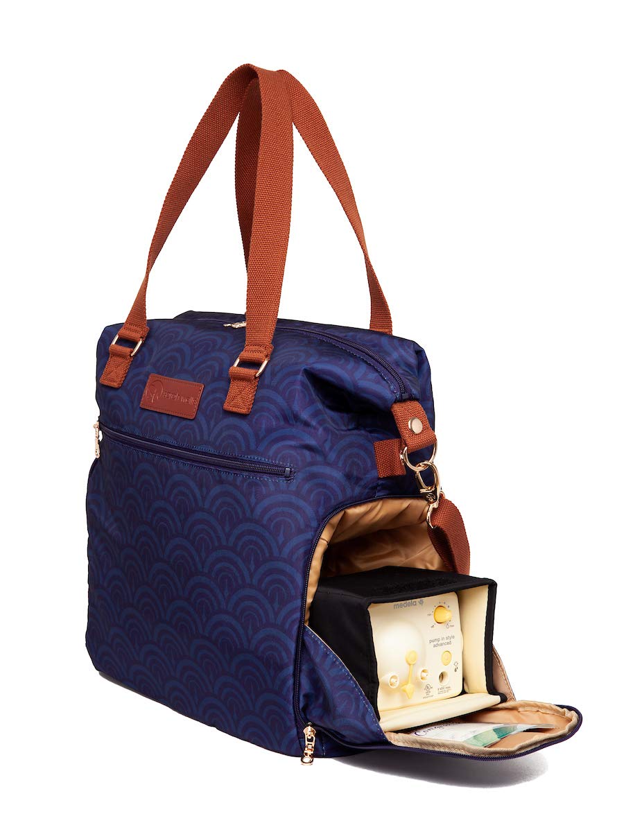Sarah Wells Lizzy Breast Pump Bag - Insulated Cooler Pocket for Spectra, Medela & More Breast Pumps - Stylish Deco Design for Working Moms & Nursing on the Go