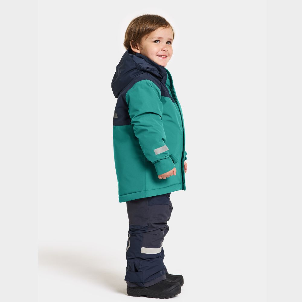 Didriksons Skare Kids Winter Jacket & Snow Pants Set - Waterproof & Windproof Outerwear for Boys & Girls (Petrol Green) - Perfect for Skiing, Snowboarding & Outdoor Winter Activities