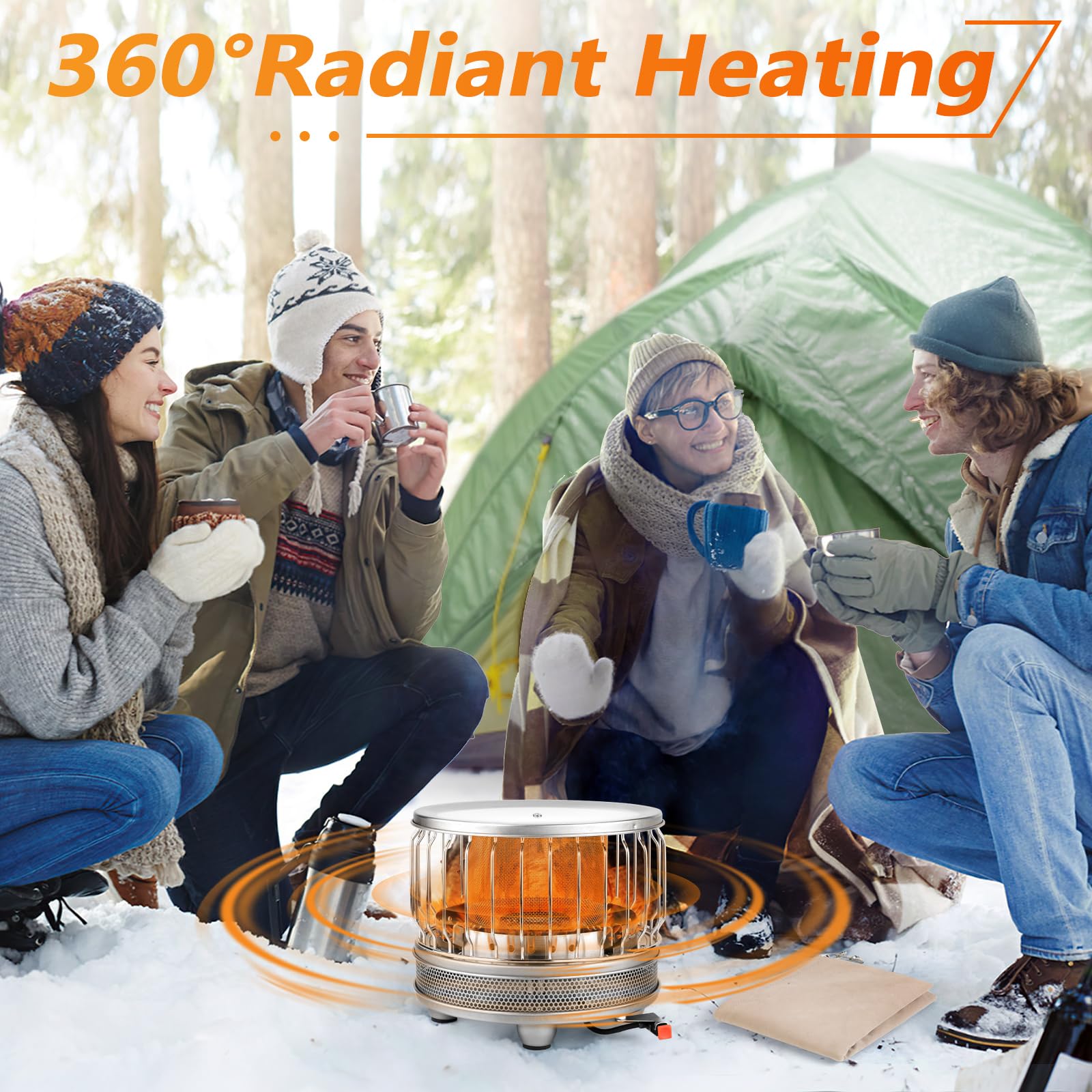 Portable 13,500 BTU Outdoor Propane Heater for Camping Tents - 2-in-1 Gas Stove with Windscreen - Perfect for Winter Camping, Hiking, Ice Fishing & Indoor Outdoor Heating
