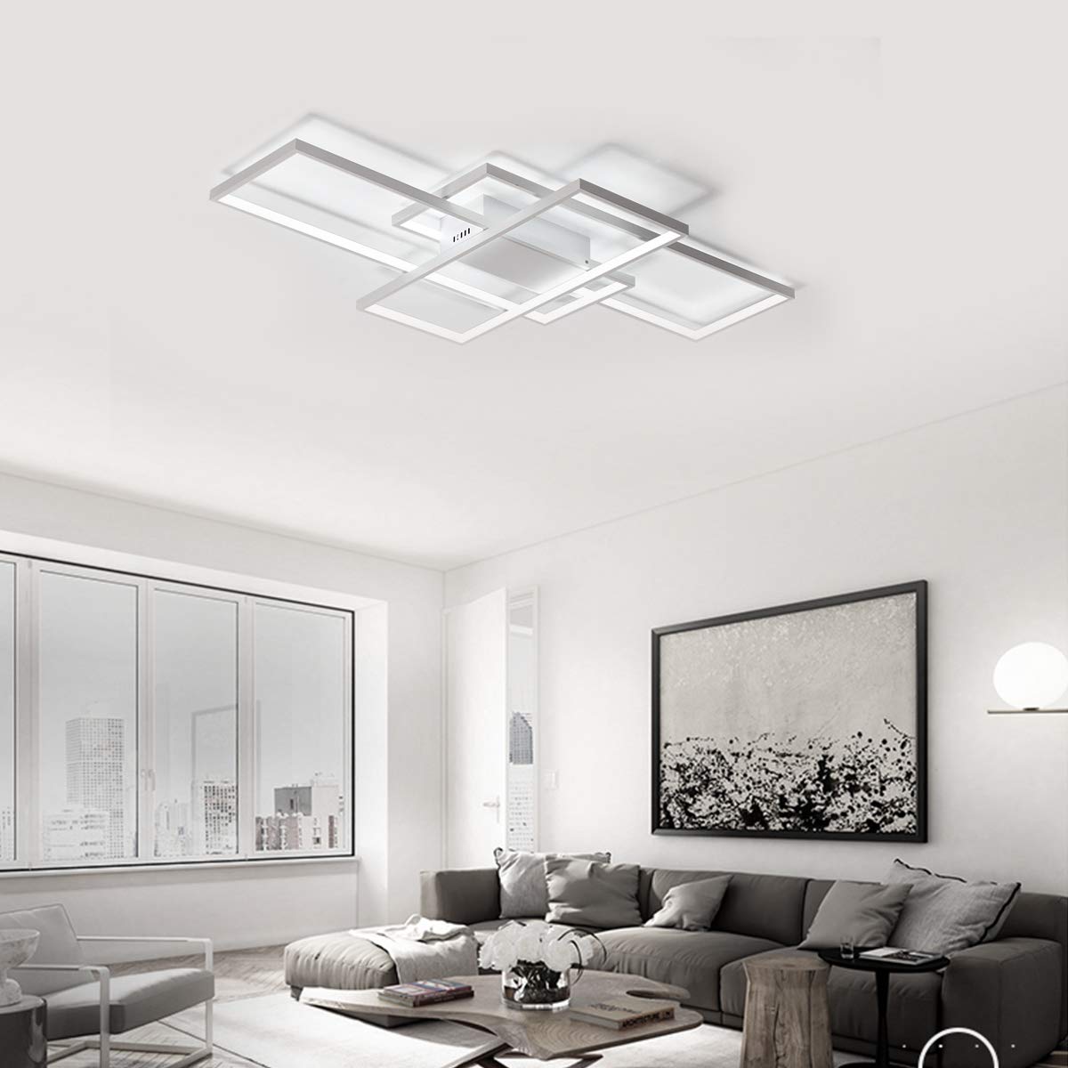 Jaycomey Modern LED Ceiling Light - 75W Flush Mount Square Acrylic Fixture with 6000K Cool White Light for Kitchen, Dining Room, Living Room & Study | Energy-Efficient Lighting for Home & Office Spaces