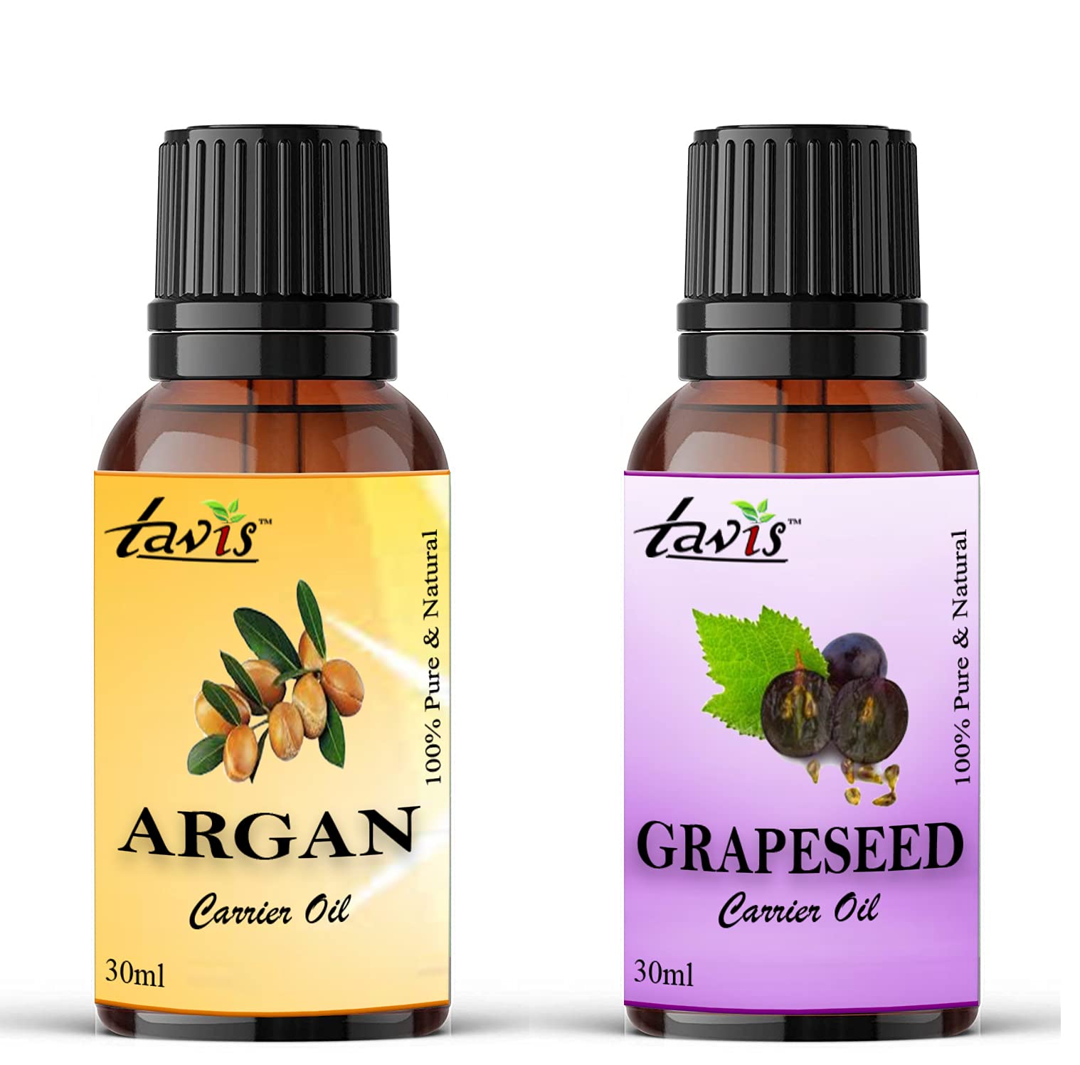 Pure Tavis Argan Oil & Grapeseed Oil Blend - 60ml Natural Hair & Skin Care Treatment for Hydration & Shine - Perfect for DIY Beauty, Massage & Aromatherapy