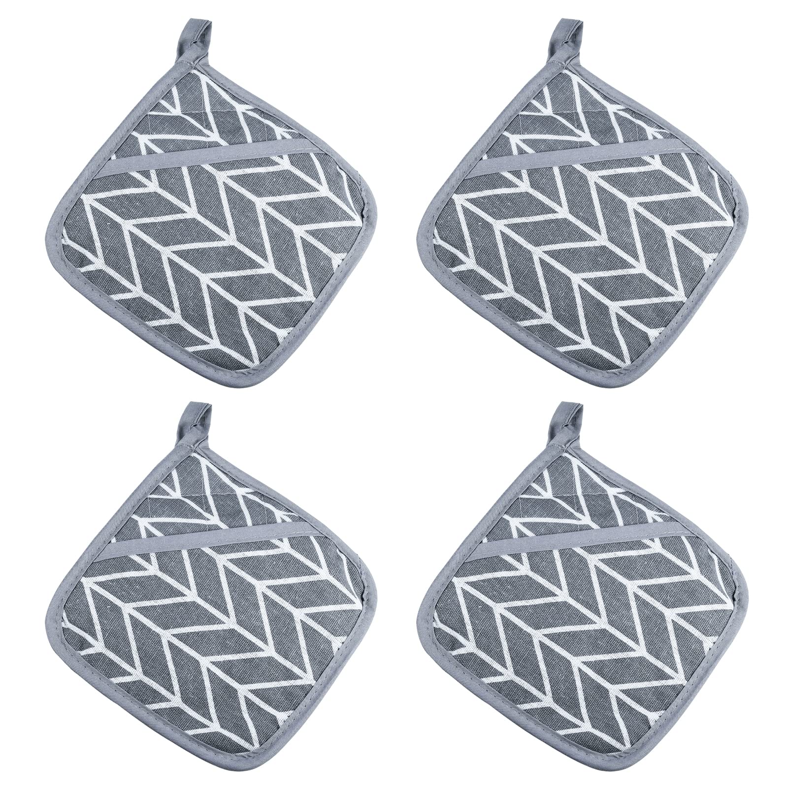 4-Pack Heat Resistant Mini Silicone Pot Holders with Pockets - Oven Gloves & Hot Pads for Small Hands - Perfect for Baking, Cooking, Hot Pot & Kitchen Safety (Black)