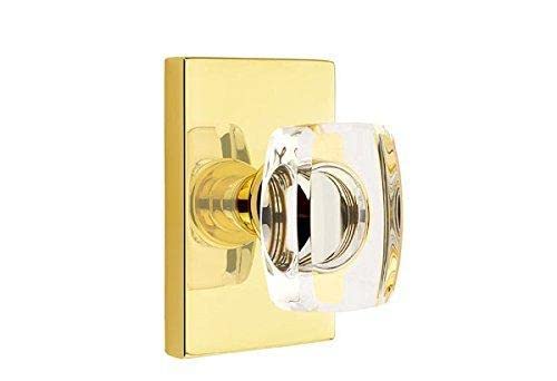 Emtek Privacy Set - Modern Rectangle Rosette & Windsor Crystal Knob in Oil Rubbed Bronze | Elegant Door Hardware for Bedrooms, Bathrooms & Private Spaces