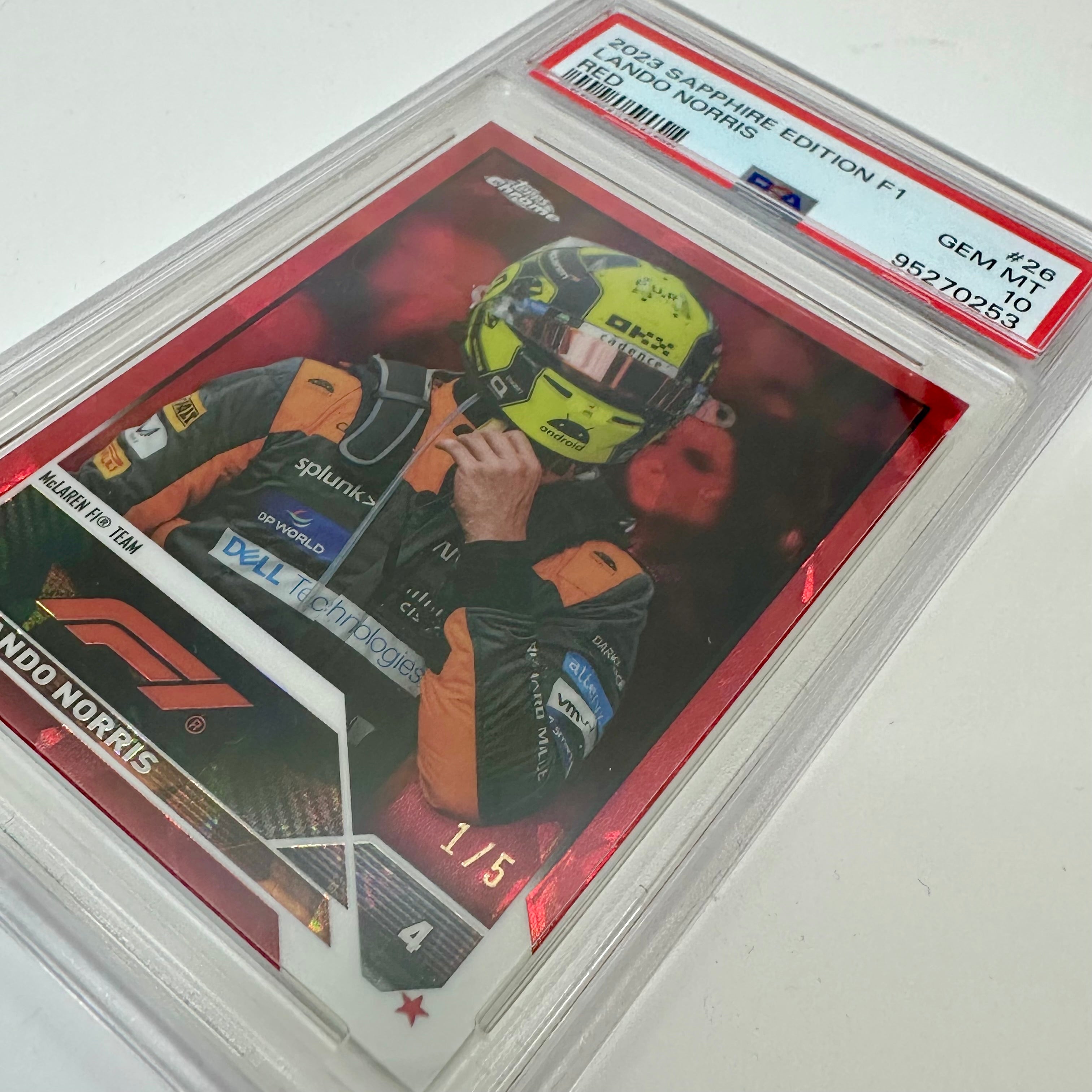 2023 Topps Chrome Sapphire PSA 10 Lando Norris #26 Red F1 Racing Card - Perfect for Collectors, Fans & Sports Memorabilia Displays