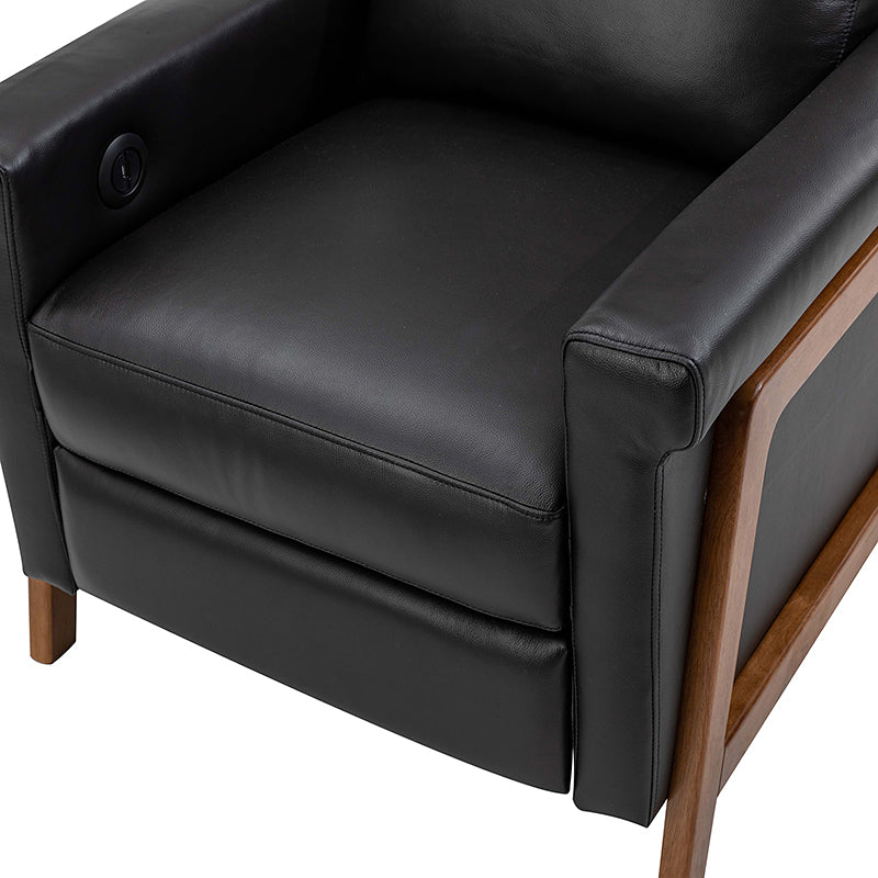 Premium Genuine Leather Power Recliner with Solid Wood Frame - Electric Massage Chair for Living Room, Home Theater & Office - Comfortable Modern Reclining Sofa with USB Charger