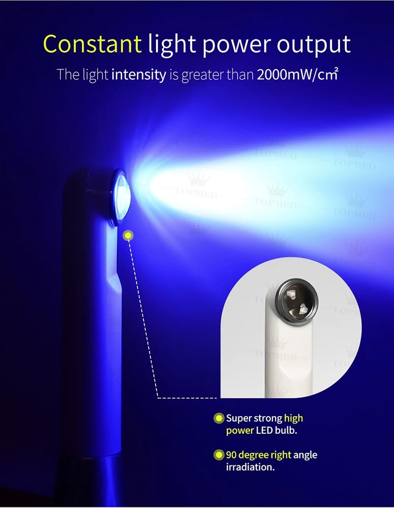 Professional White LED Curing Light for Dental Lab - Wireless, 1 Second Fast Cure, 50Hz Frequency - Perfect for Dental Restorations & Cosmetic Procedures