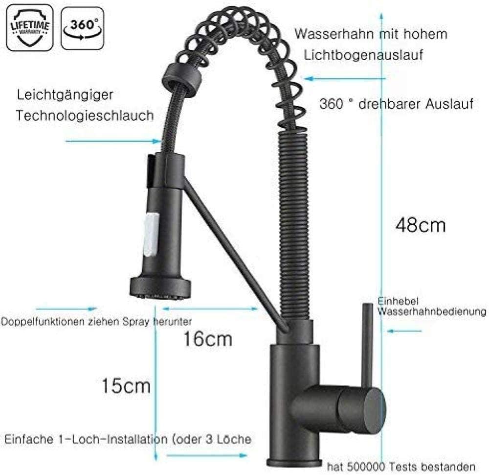 360° Rotatable Pull-Out Shower Kitchen Tap - Black for Modern Sinks