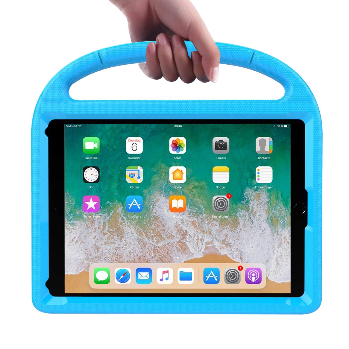 SUPLIK Shockproof Kids iPad Case for iPad 5th/6th Generation, iPad Air 2, iPad Pro 9.7 (9.7-inch 2017/2018) - Durable Protective Cover with Handle Stand & Screen Protector - Perfect for School, Travel & Home Use - Blue