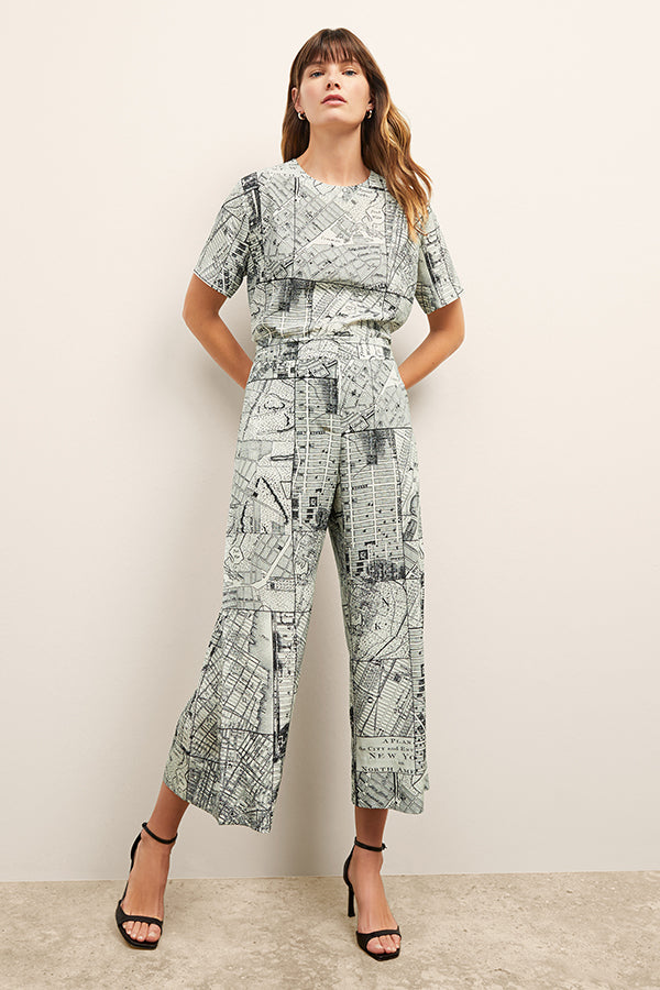 Zhou Culotte Washable Silk Pants - Borough Print Floral Design, Comfortable & Breathable for Women | Perfect for Office, Travel & Casual Wear