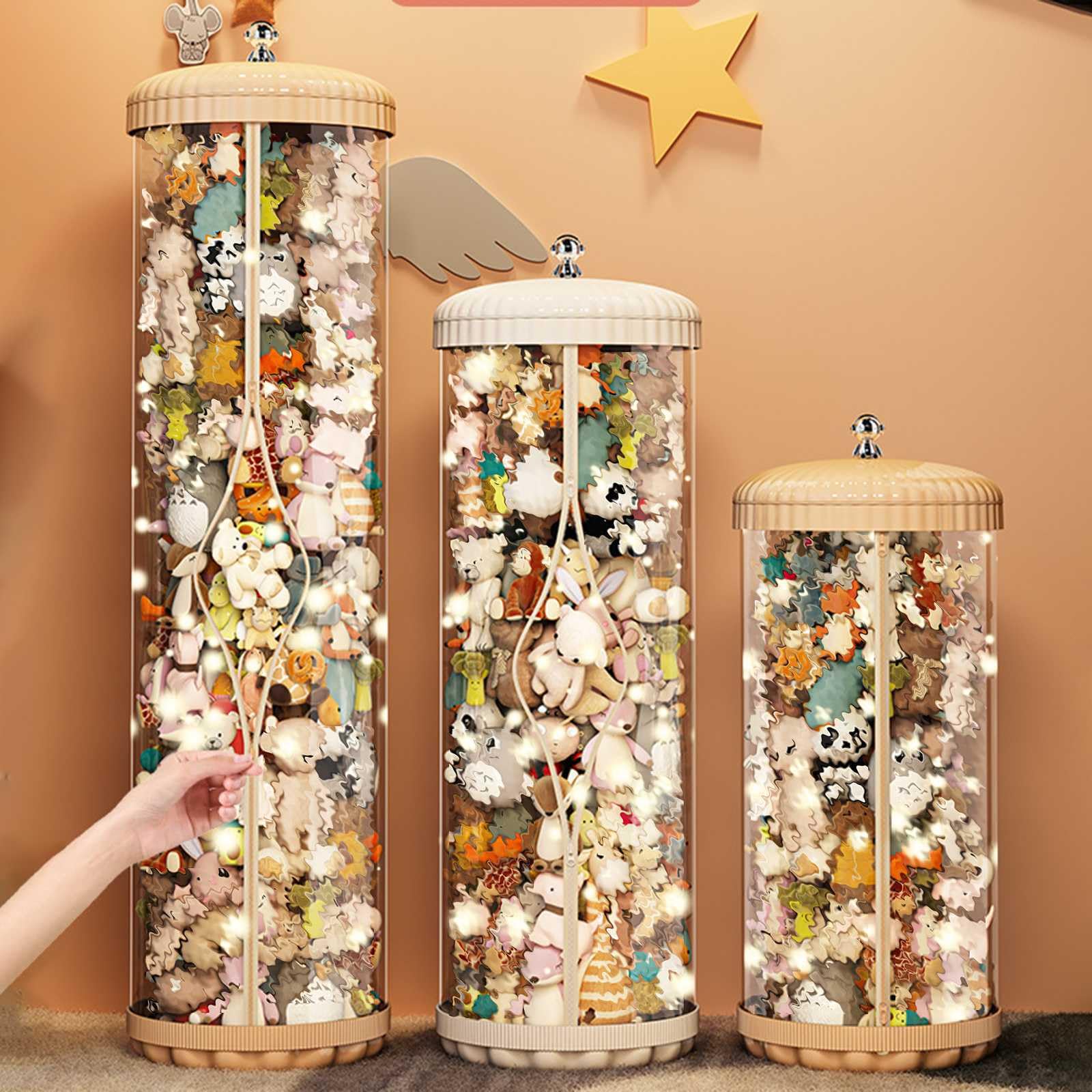 Large Clear Toy Storage Bin - High Capacity Plush Toy Organizer Tube for DIY Display | Eco-Friendly, Dustproof & Space-Saving Kids Toy Organizer for Playroom, Bedroom & Nursery Organization