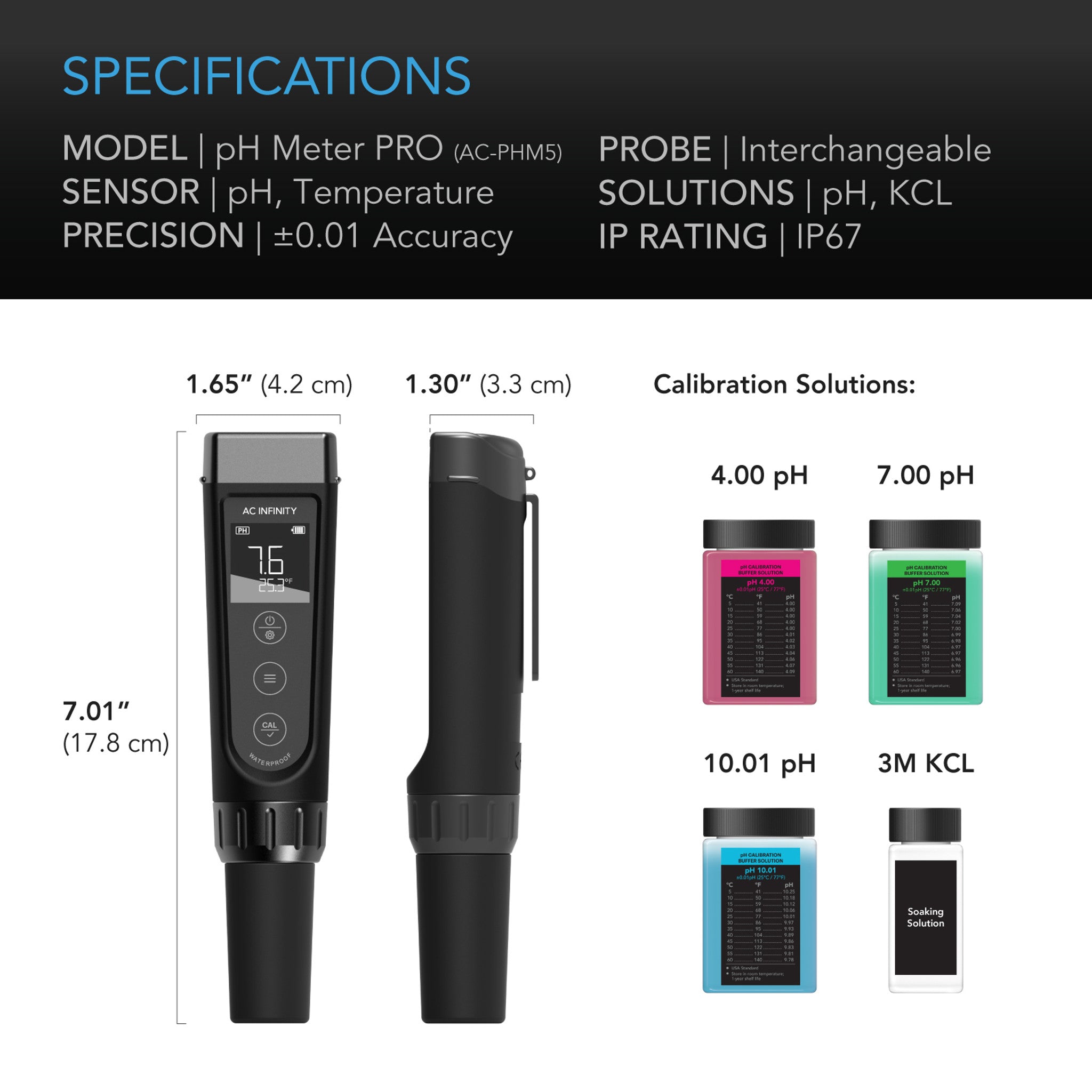 PH Meter Pro Kit with Interchangeable Probe - Digital Water pH Tester for Hydroponics, Aquariums, Pools & Home Brewing | Accurate pH Measurement for Scientific Labs, Gardening & Water Quality Testing