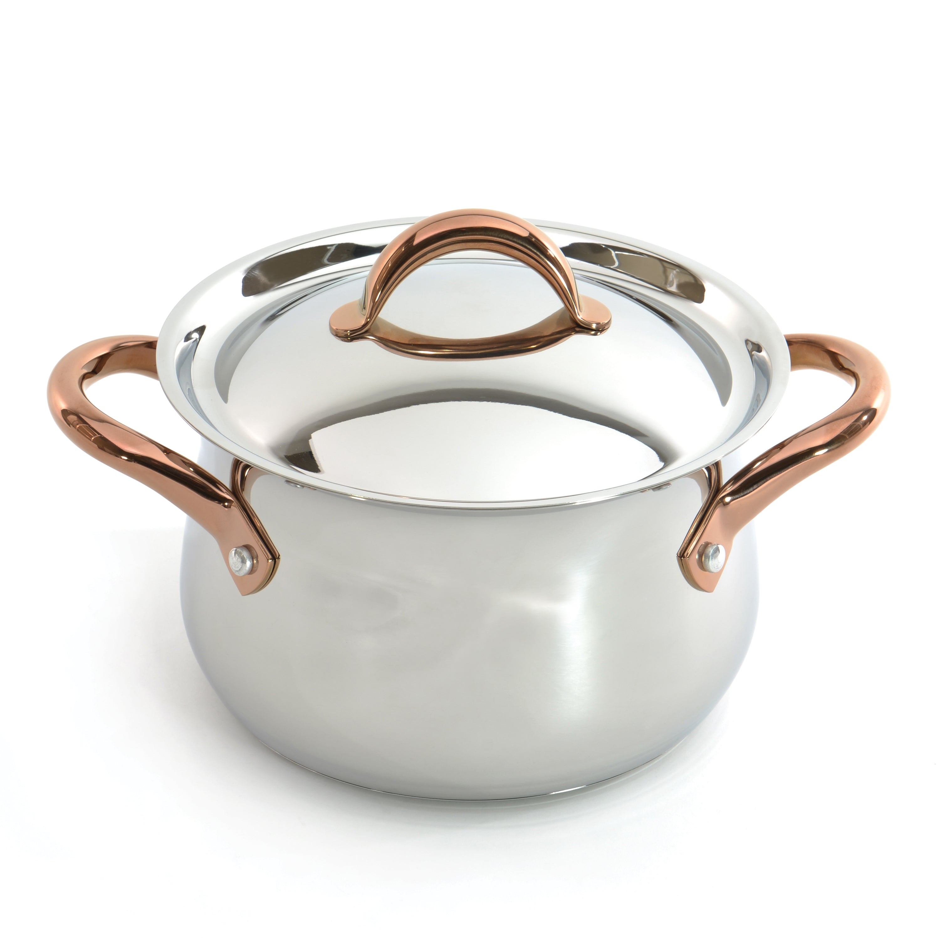 BergHOFF Ouro Gold 11-Piece 18/10 Stainless Steel Cookware Set with Stainless Steel Lids & Rose Gold Handles - Premium Kitchen Cookware for Home Chefs & Cooking Enthusiasts