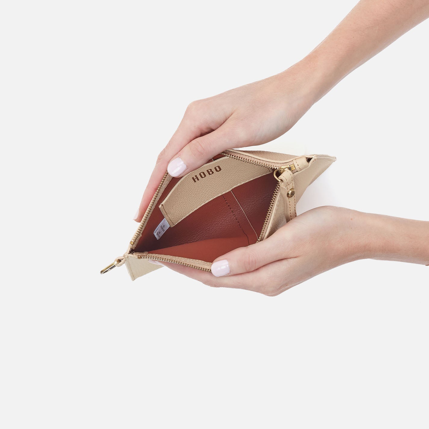 Vida Small Leather Pouch - Micro Pebbled Leather Crossbody Bag in Almond for Women | Perfect for Travel, Work & Everyday Essentials