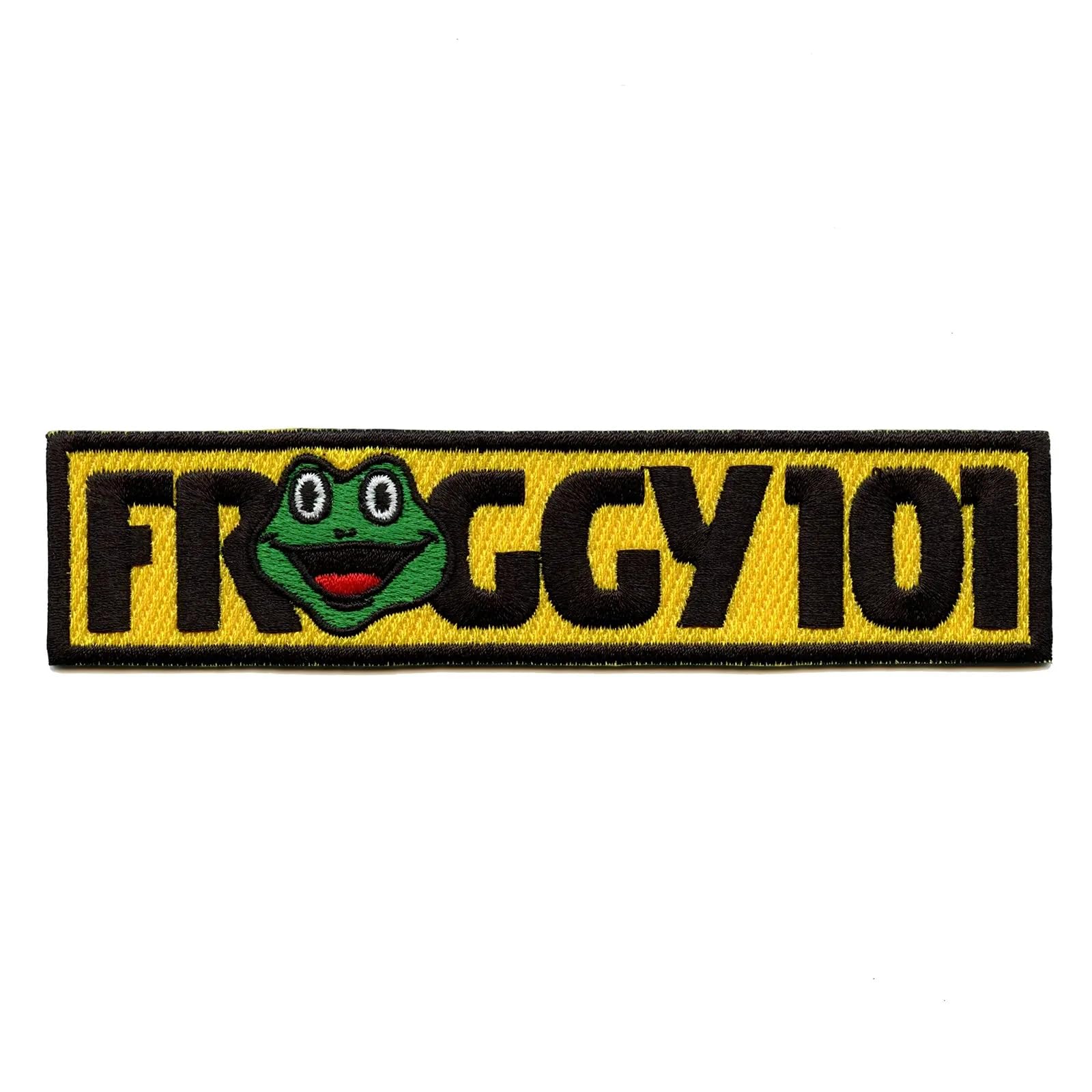 Froggy 101 Embroidered Iron-On Patch - Premium Logo Applique for Jackets, Hats & Backpacks - DIY Clothing Customization for Bikers, Students & Fashion Enthusiasts