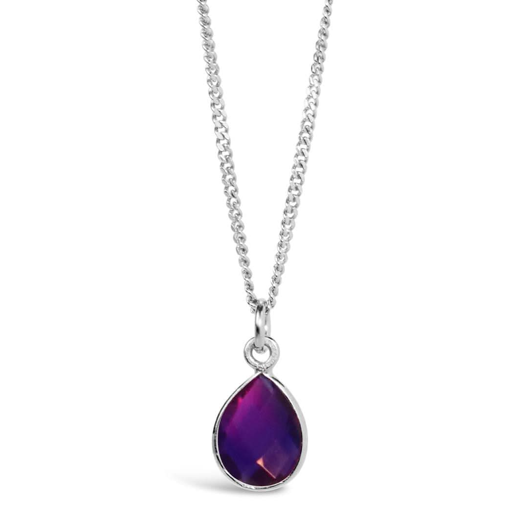 Silver Amethyst Charm Necklace - February Birthstone Jewelry for Women | Perfect Gift for Valentine's Day, Birthday & Anniversary