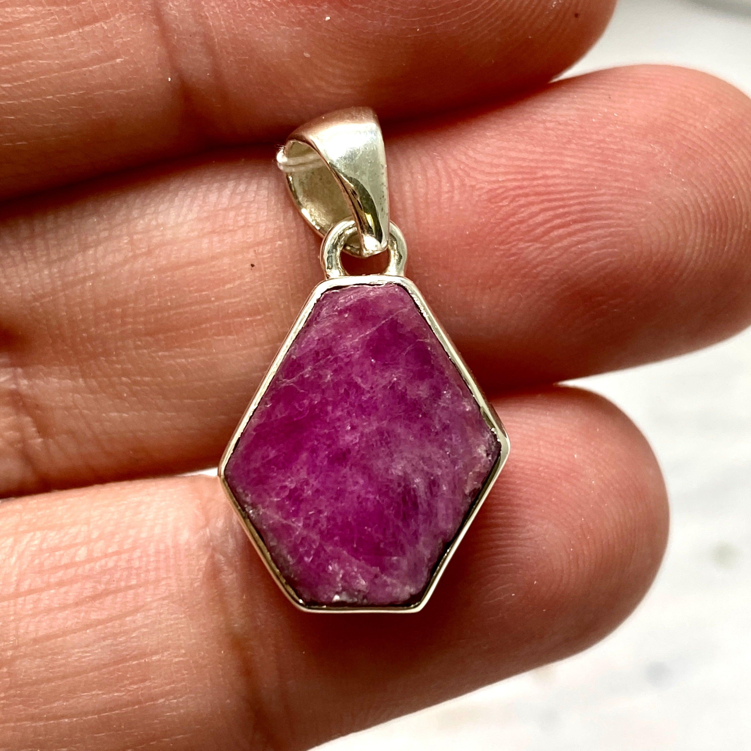 Natural Ruby Raw Hexagonal Pendant Necklace - KPGJ3341 | Handmade Boho Jewelry for Women, Gift for Her | Perfect for Meditation, Yoga & Spiritual Healing