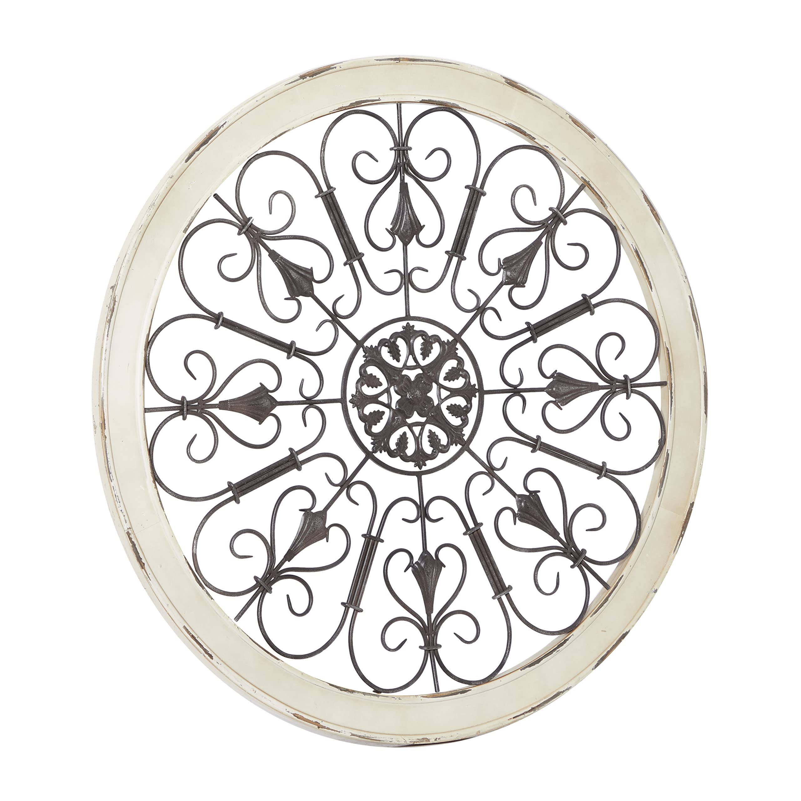 Deco 79 White Wooden Scroll Wall Art - 36