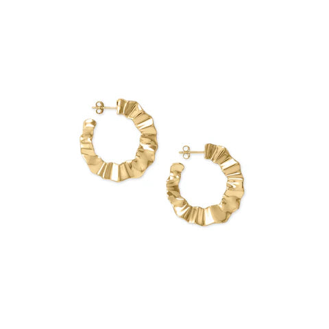 14K Gold Plated Wavy Hoop Earrings for Women - Trendy Flat Wave Design, Lightweight & Hypoallergenic - Perfect for Parties, Weddings & Everyday Wear