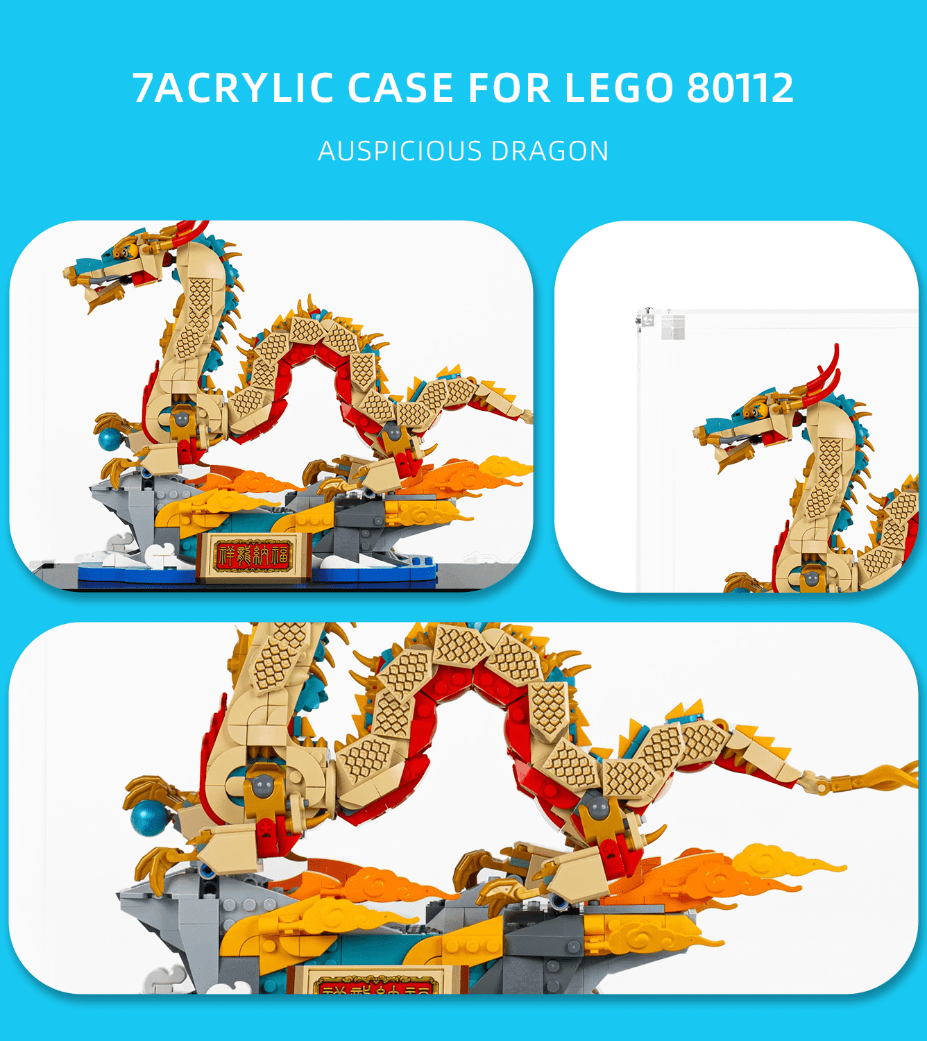Lego Auspicious Dragon 80112 Display Case - Clear Acrylic Showcase for Collectible Building Sets - Perfect for Home Decor, Office Display & Gift Presentation