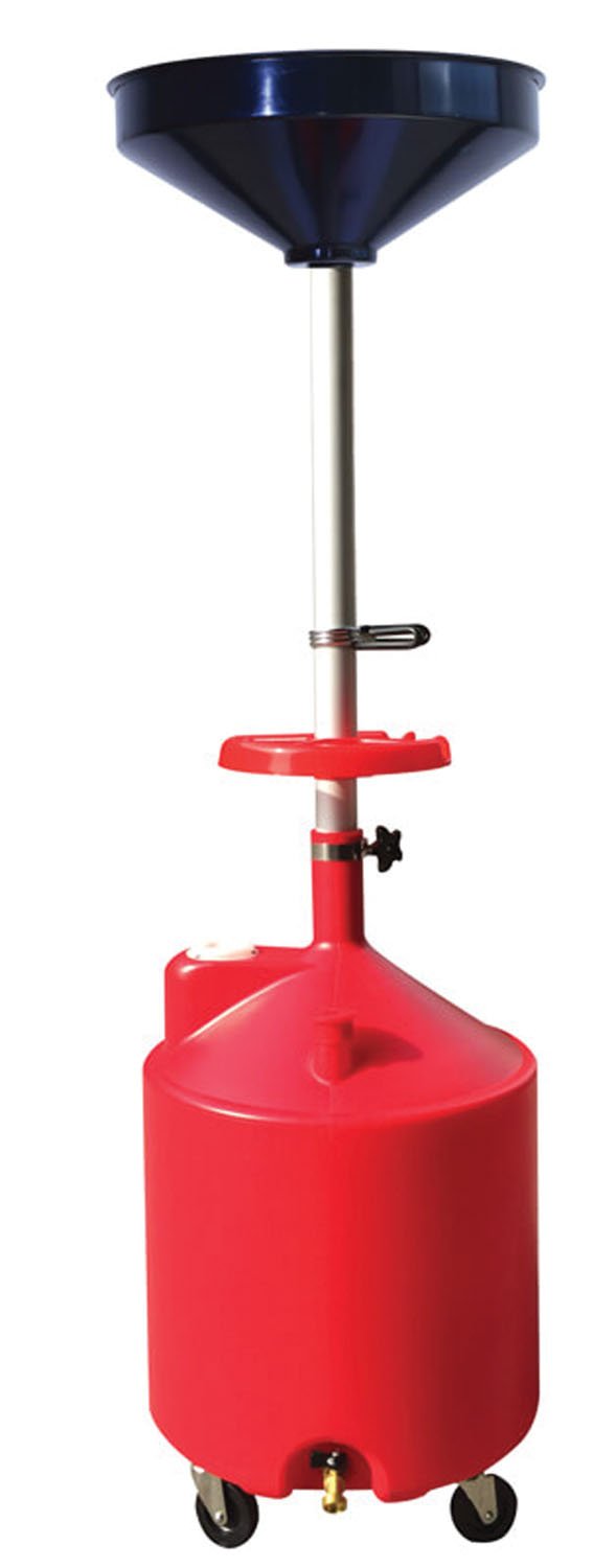 ATD Tools 5188 18-Gallon Plastic Waste Oil Drain with 4 Casters - Heavy-Duty Oil Change Pan for Automotive Shops & DIY Mechanics