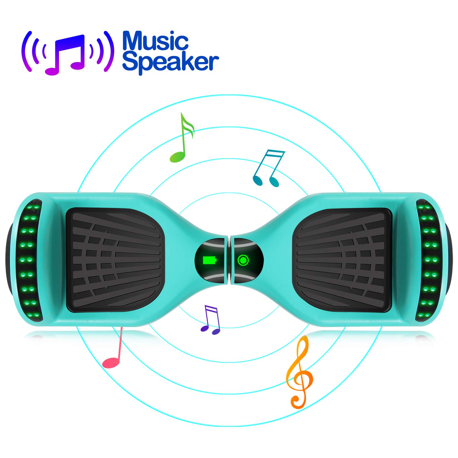 SISIGAD A12 Bluetooth Hoverboard with LED Lights - Self Balancing Scooter for Kids & Adults - Perfect for Commuting, Indoor & Outdoor Fun