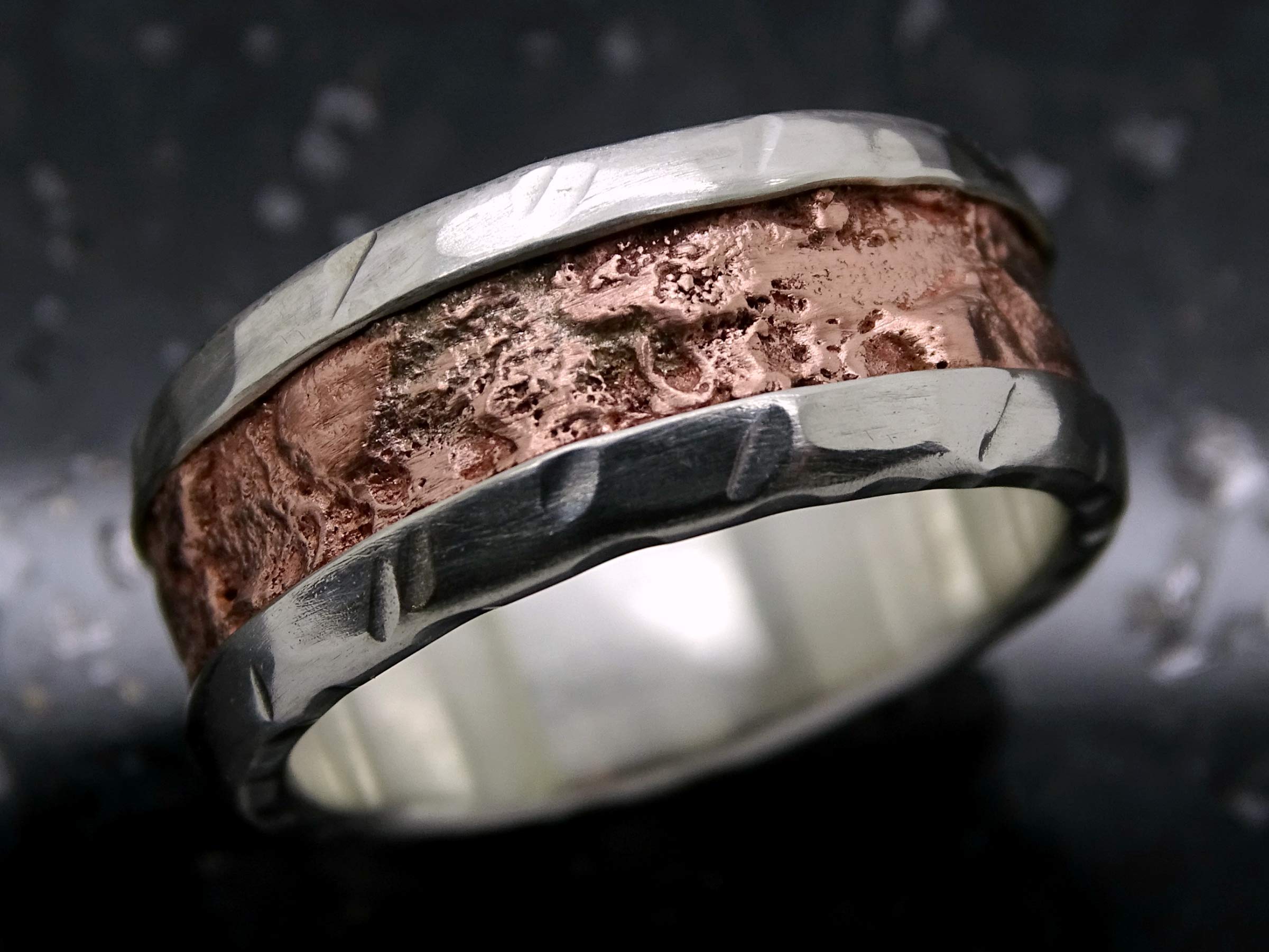 Unique Mixed Metal Ring for Men - Cool Copper & Silver Wedding Band, Rugged Engagement Ring, Anniversary Gift for Him, Perfect for Everyday Wear & Special Occasions