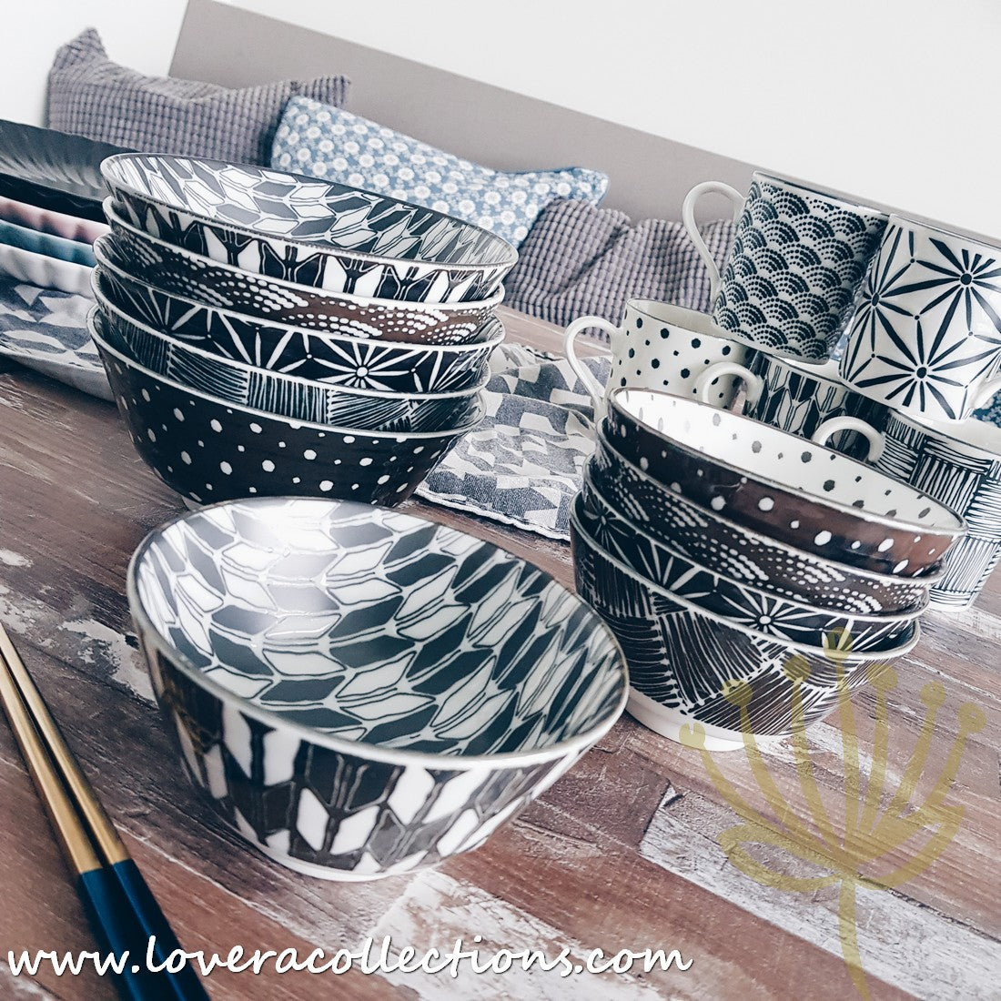 Modern Black & White Assorted Prints Dinnerware Set - 60% Off Sale - Perfect for Casual Dining, Entertaining & Home Decor