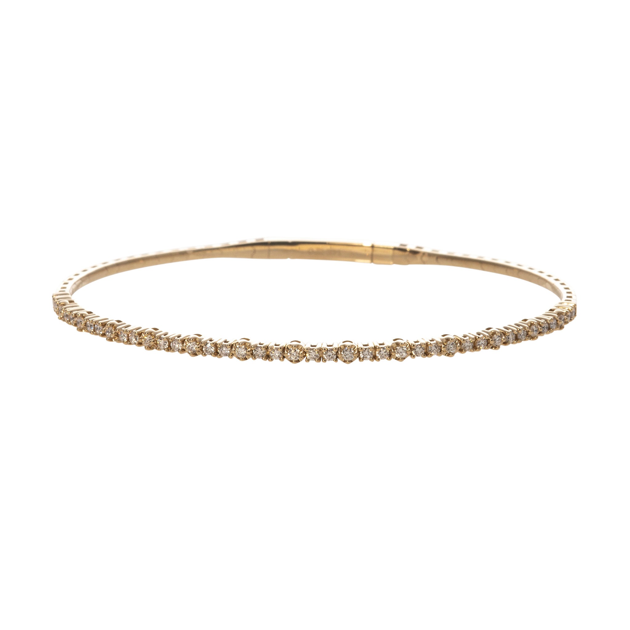 0.50 Carat Diamond 14K Yellow Gold Flexible Bangle Bracelet for Women - Elegant Stackable Jewelry for Everyday Wear & Special Occasions