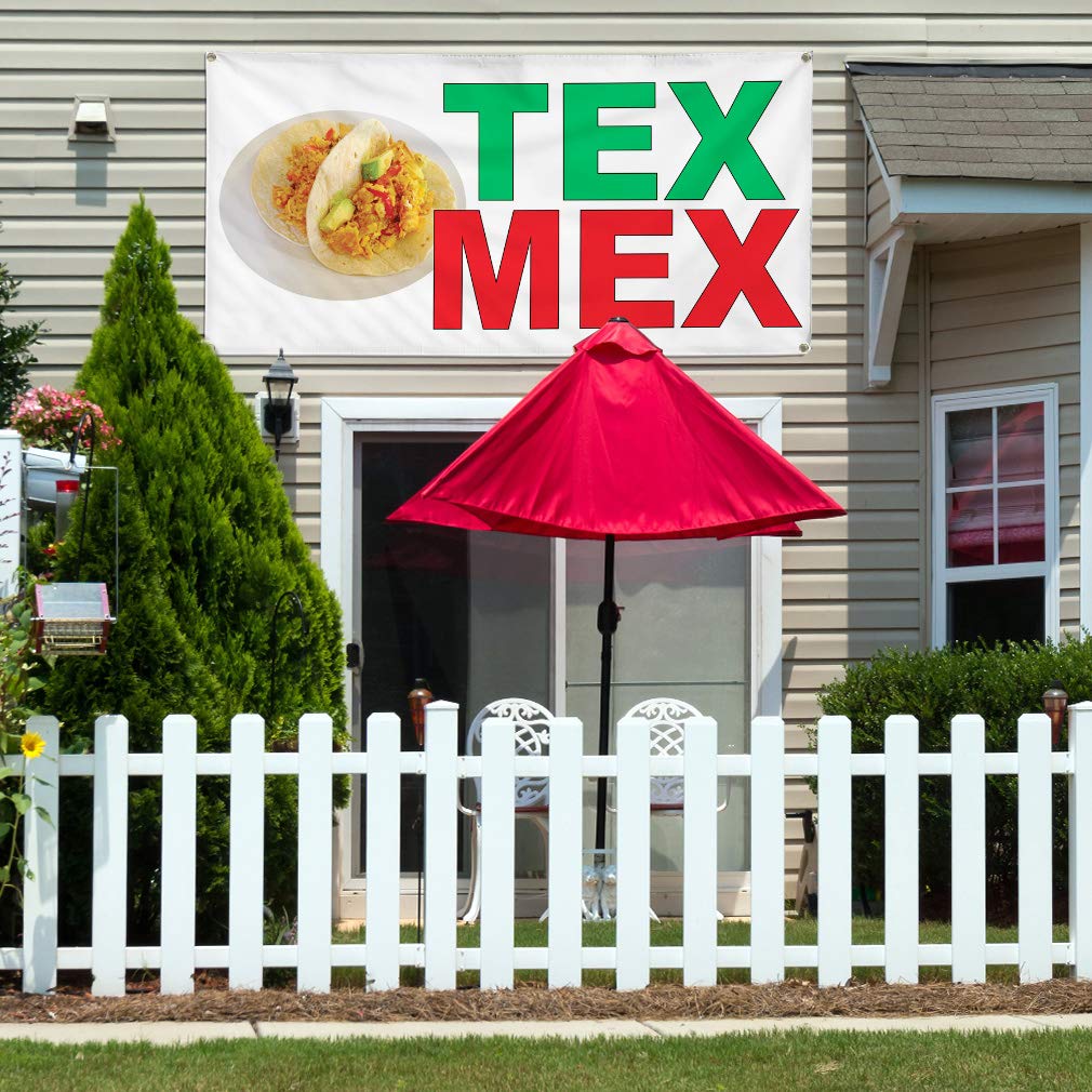 Durable Vinyl Banner - 48x96 Inches, Weatherproof for Outdoor Use - Tax Mex Green & Red - Ideal for Food Bars, Restaurants, Food Trucks, Business Signs & Industrial Yard Signs - Heavy-Duty with 8 Grommets (Multiple Sizes Available)
