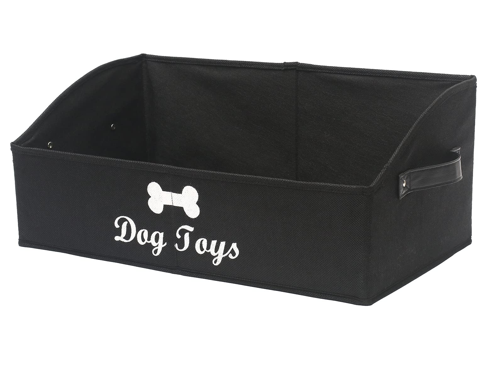 Geyecete Large Foldable Dog Toy Storage Box - Collapsible Fabric Organizer Bin with Handle for Pet Toys, Black (Perfect for Living Room, Bedroom & Pet Play Area)