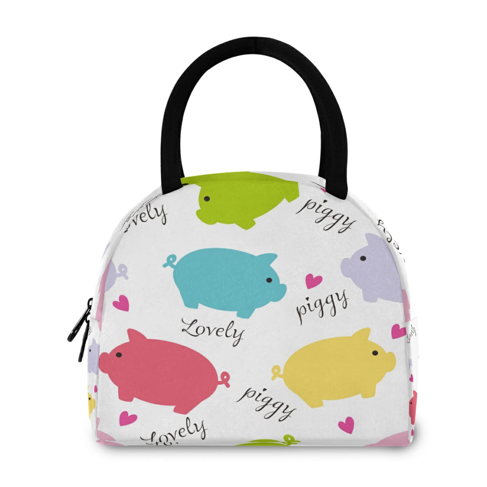 AUUXVA Insulated Lunch Bag for Kids - 15 Can Capacity, Cute Pig Design, Oxford Cloth Material, Zipper Closure | Perfect for School, Picnics & Outdoor Activities (Ages 3+)