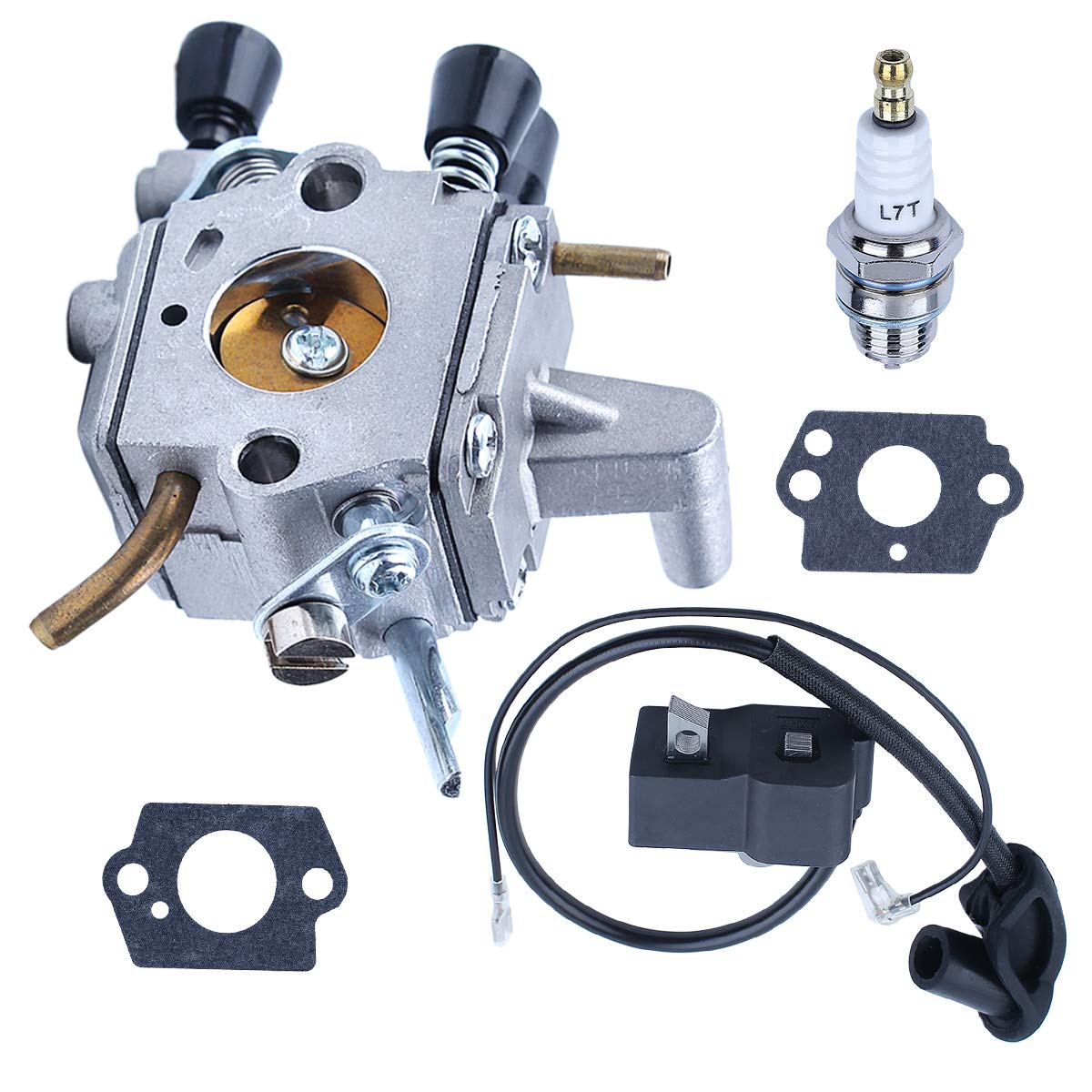 Adefol Carburetor Replacement for Stihl FS300 FS350 FS120 FS200 FS250 FS020 FS202 TS200 Trimmer & Weedeater - Compatible with Part Numbers 41341200603 & 41344001301 - Includes Ignition Coil & Spark Plug - Perfect for Lawn Maintenance, Landscaping & Professional Gardening