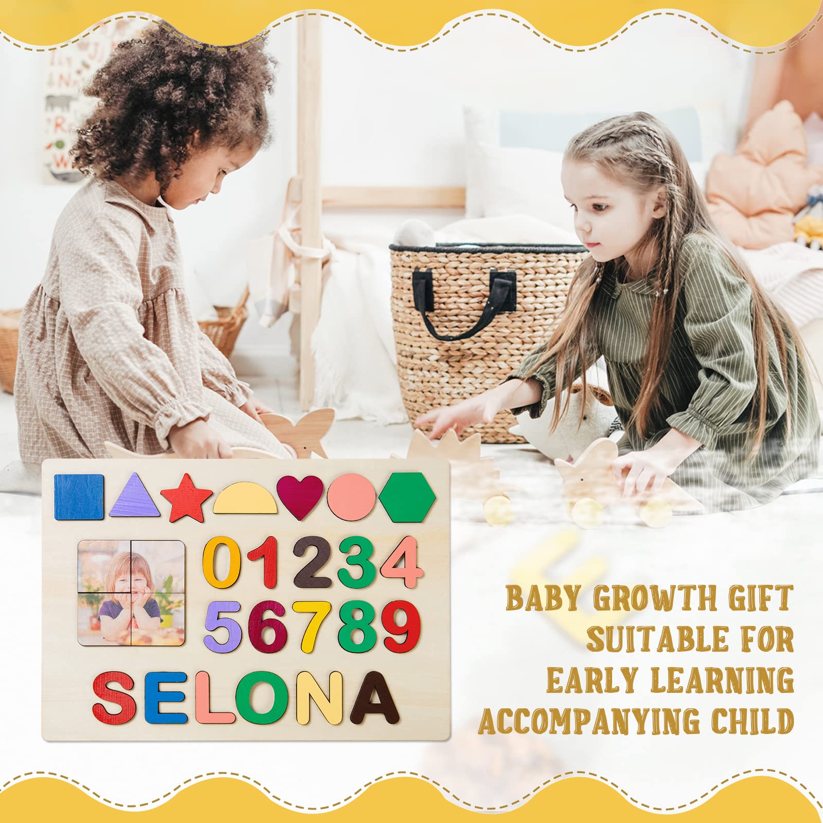 **Personalized Wooden Name Puzzle for Kids - Custom Educational Toy for Toddlers, Baby Boys & Girls - Early Learning Gift for Christmas, Birthday, Thanksgiving (Up to 9 Letters, Style 8) - Perfect for Playtime, Nursery Decor & Developmental Activities**