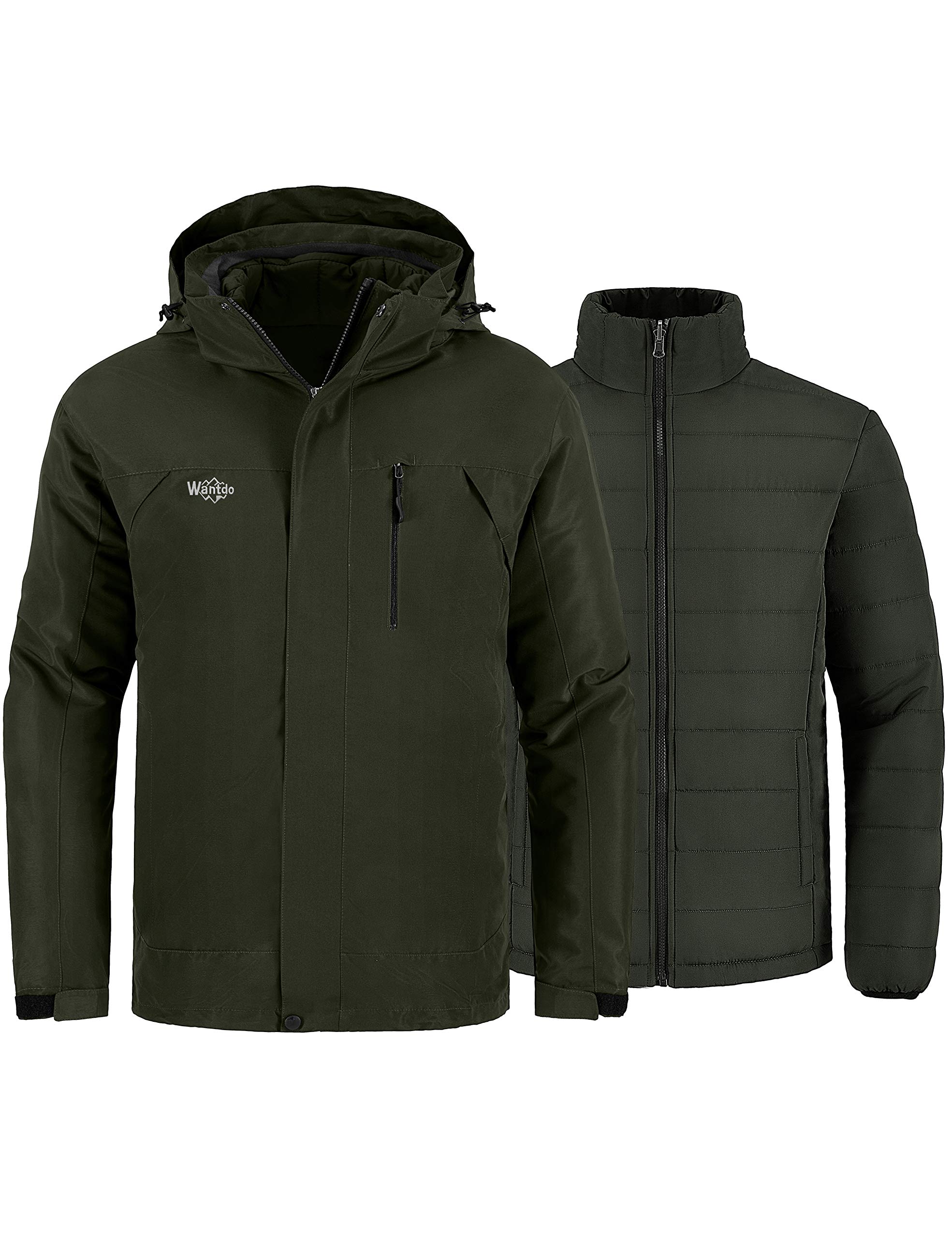 Wantdo Men's 3-in-1 Waterproof Ski Jacket - Winter Warm Windproof Snowboarding Coat with Detachable Puffer Liner | Perfect for Skiing, Snowboarding & Cold Weather Outdoor Activities