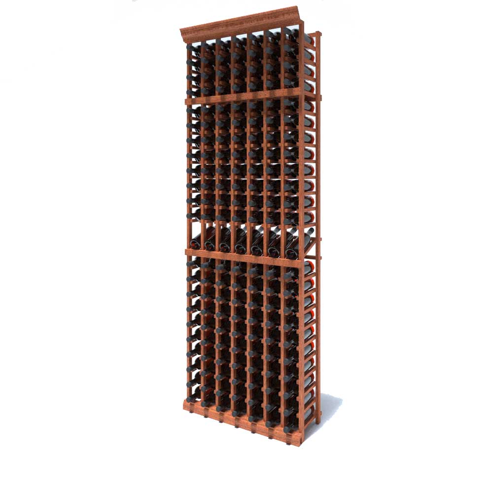 7 Column 161 Bottle 8ft Wine Rack Kit with Display - Premium Wooden Wine Storage Solution for Home, Restaurant, or Wine Cellar Organization