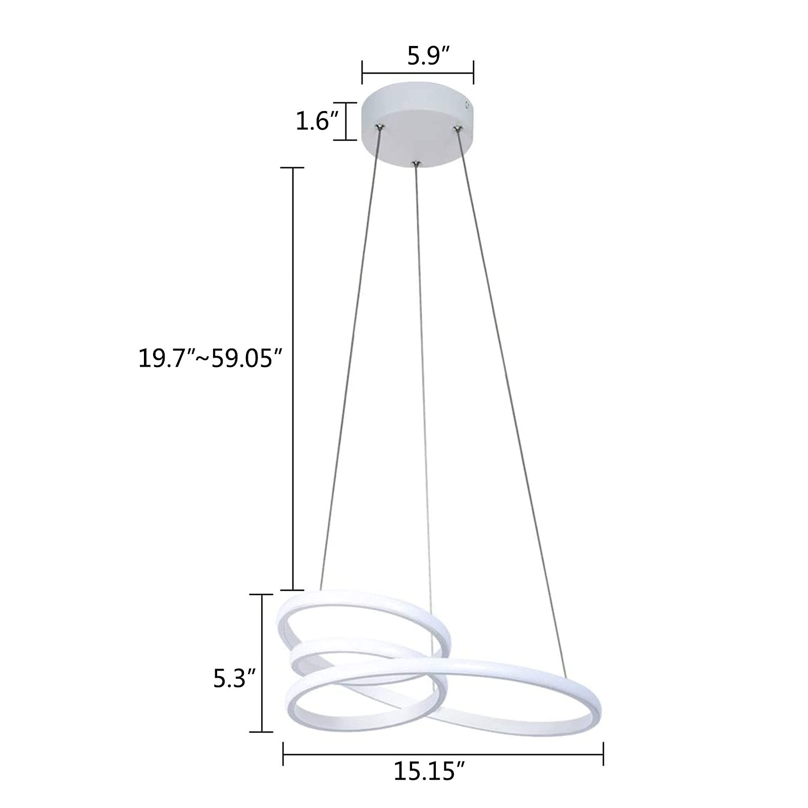 Modern LED Chandelier Ceiling Light - Adjustable Round Hanging Lamp with Unique Design for Bedroom, Living Room, Kitchen & Bar - White | Perfect for Dining Areas, Entryways & Home Decor