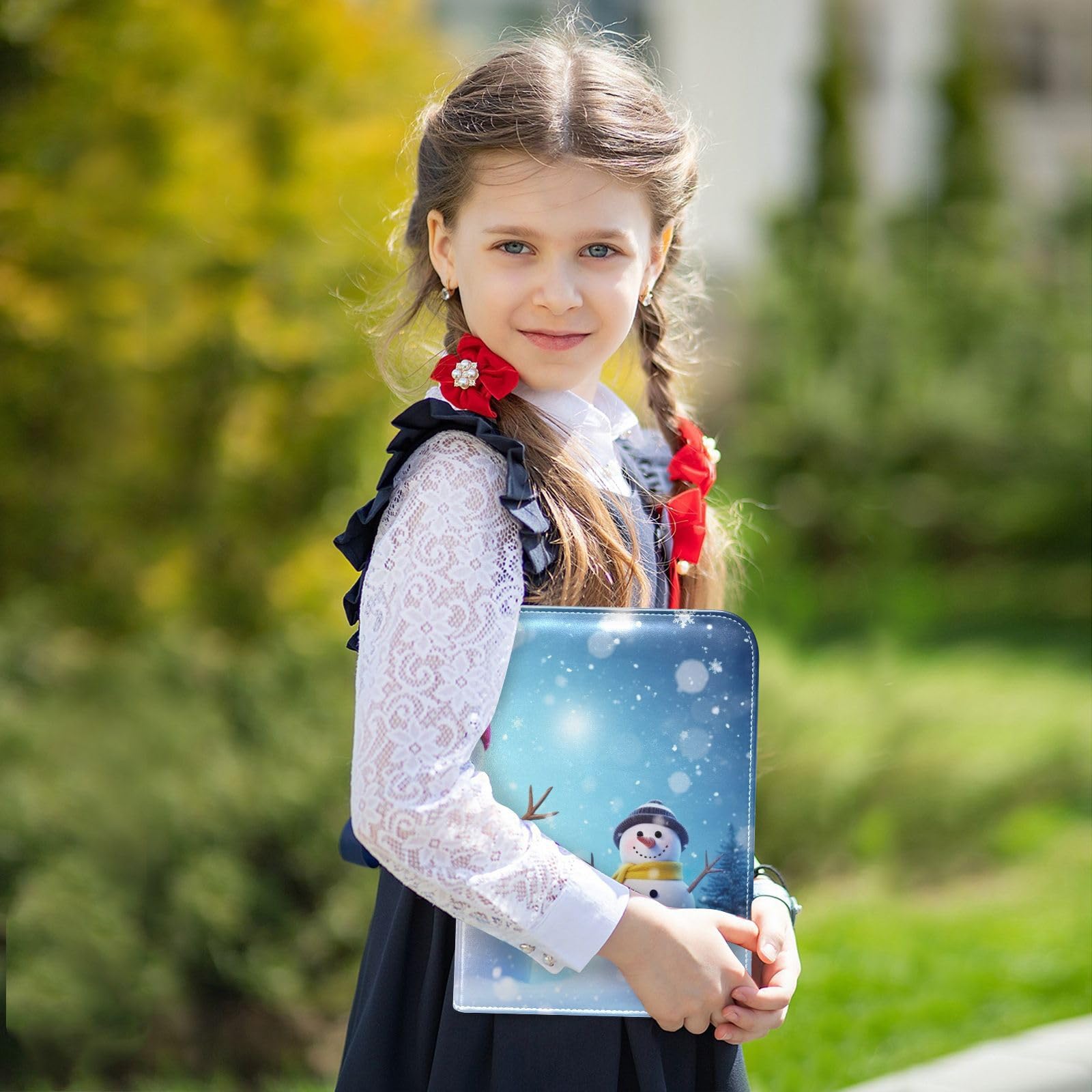 Winter Snowman Christmas Stars 4-Pocket Trading Card Binder Book with 50 Sleeves - Holds 400 Cards, 3-Ring Loading Card Album for Collectors (Perfect for Holiday Gifts, Card Trading & Storage for Boys & Girls)